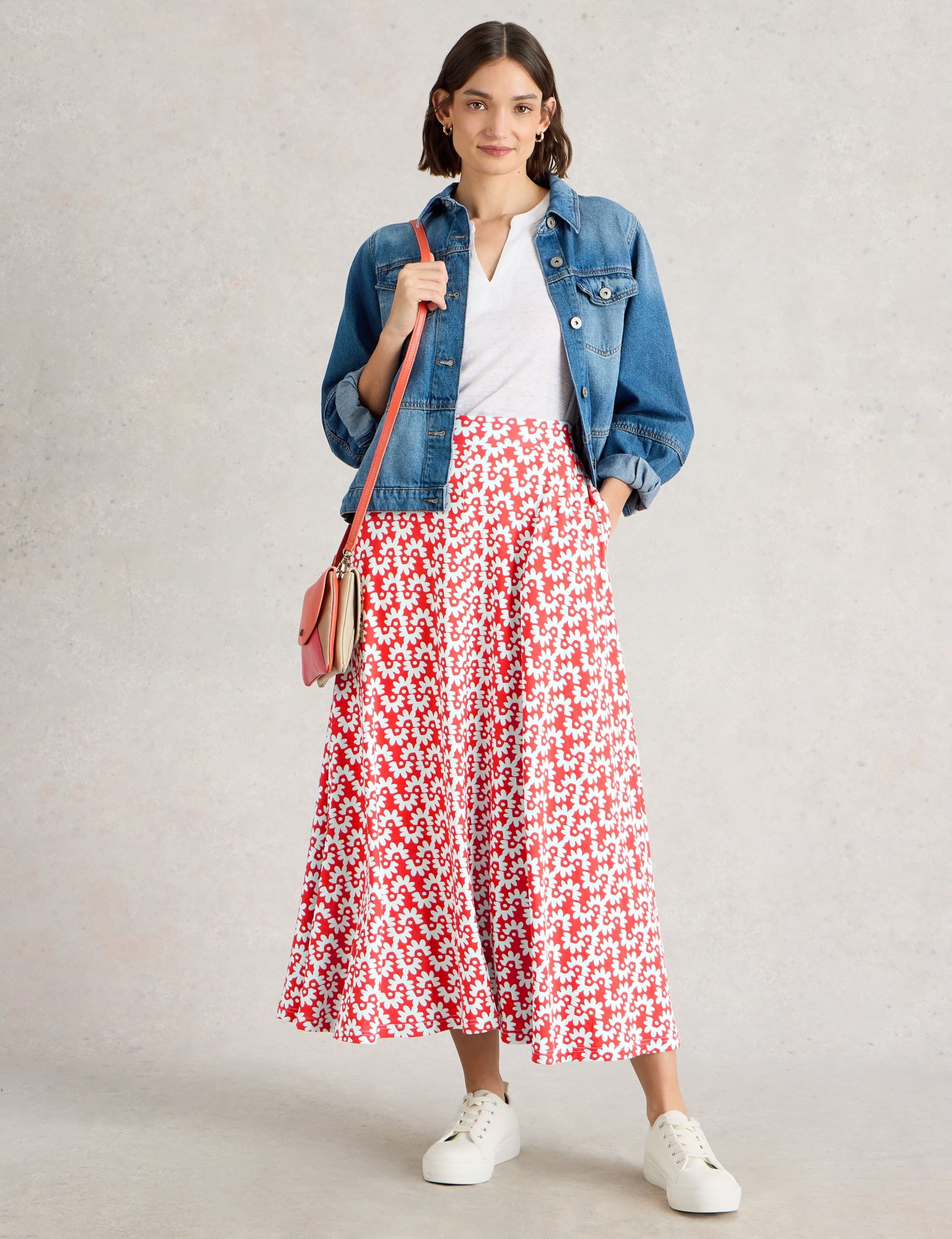 Jersey Printed Maxi A-Line Skirt