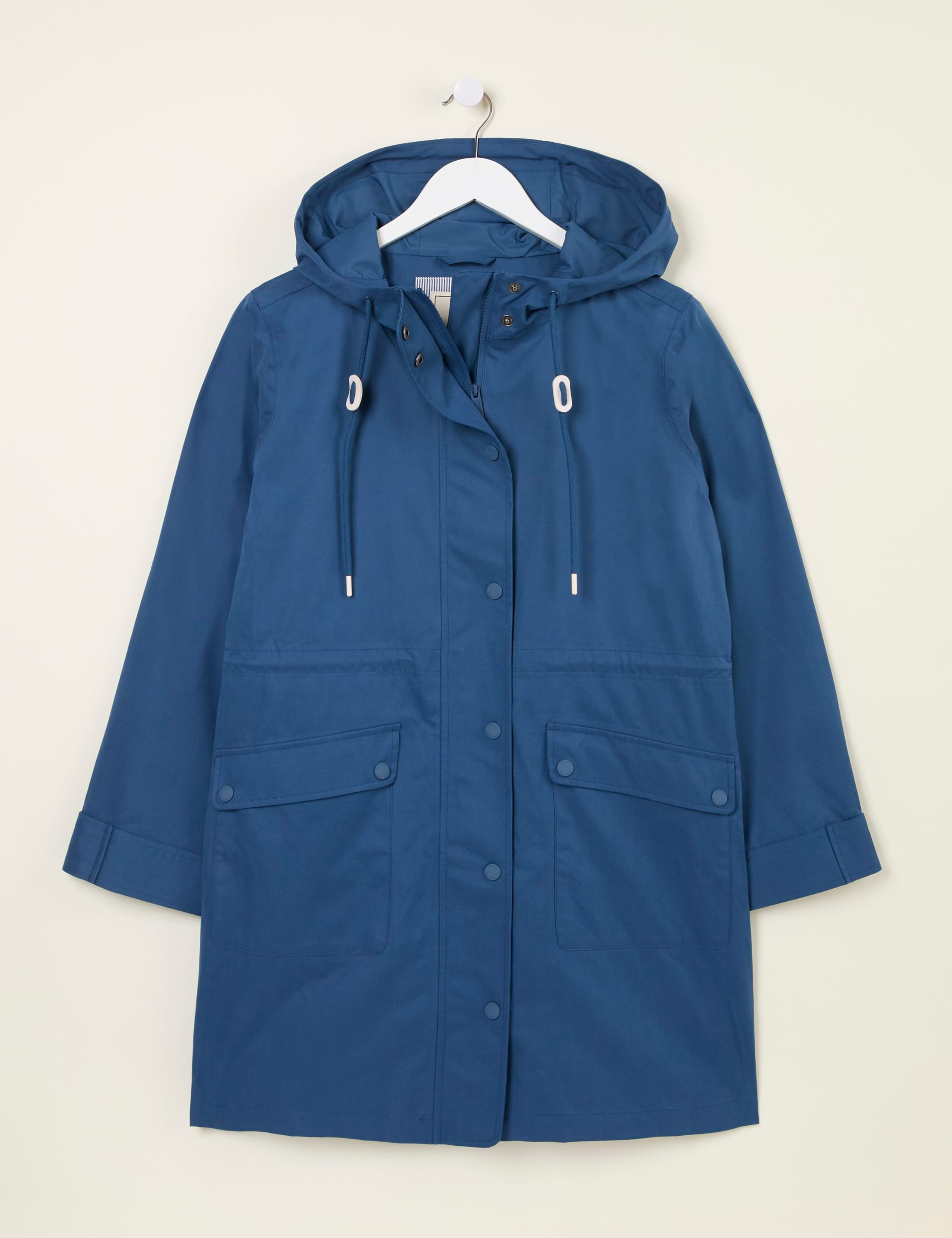 Cotton Blend Waterproof Hooded Longline Coat