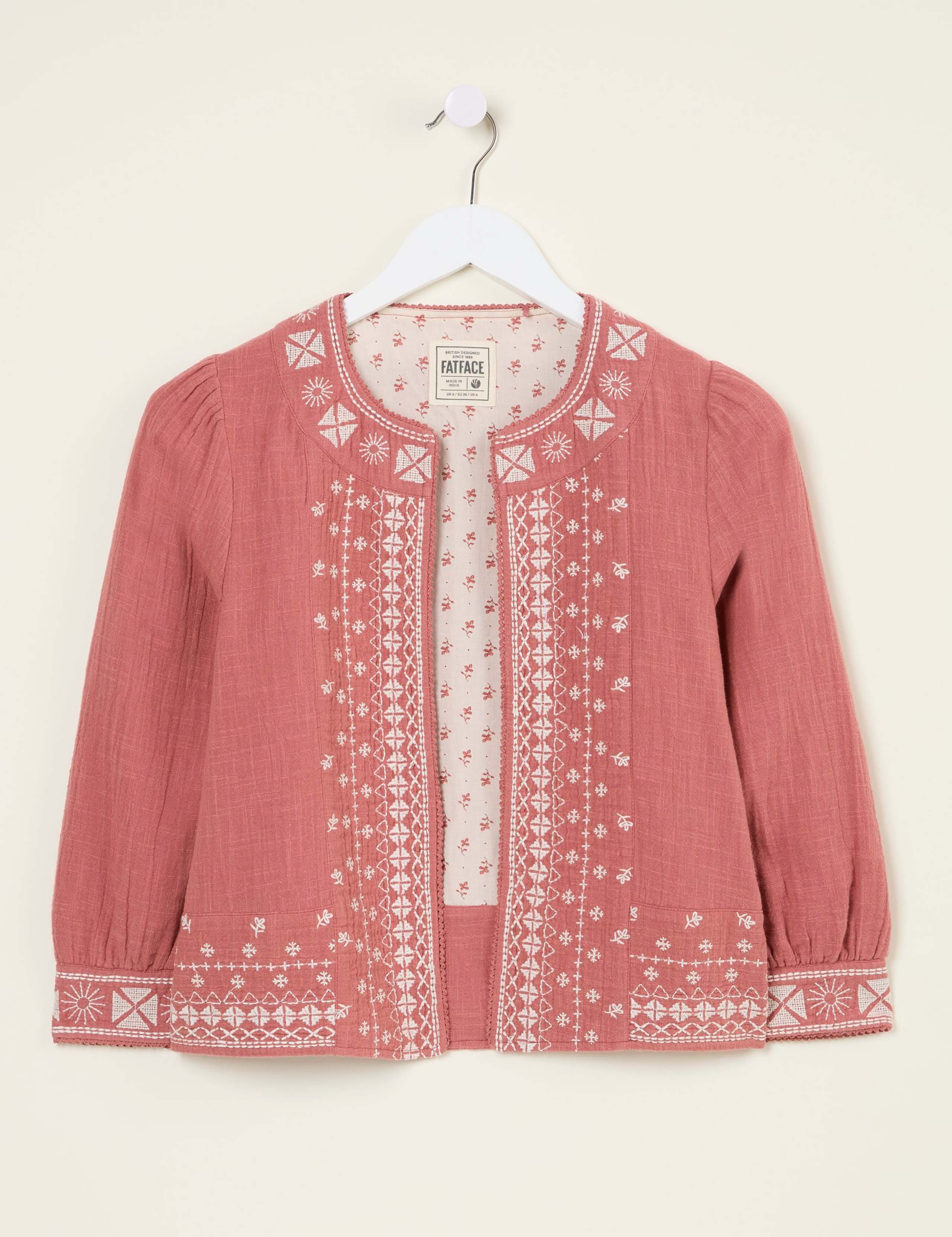 Pure Cotton Embroidered Open Short Jacket