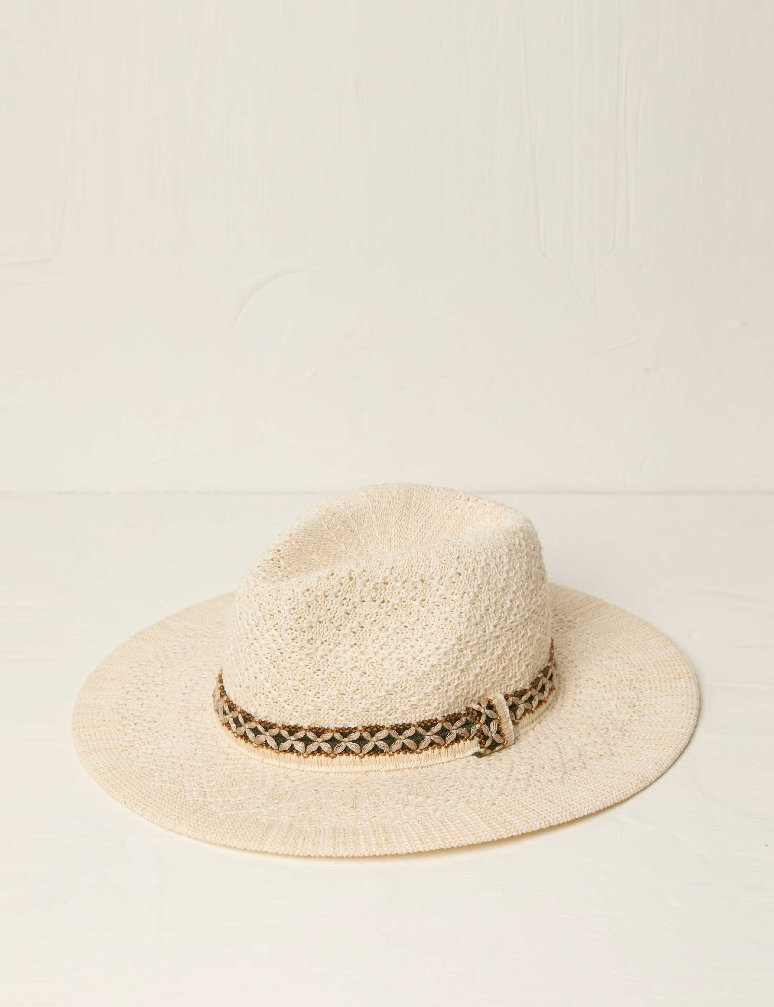 Pure Cotton Embellished Fedora Hat