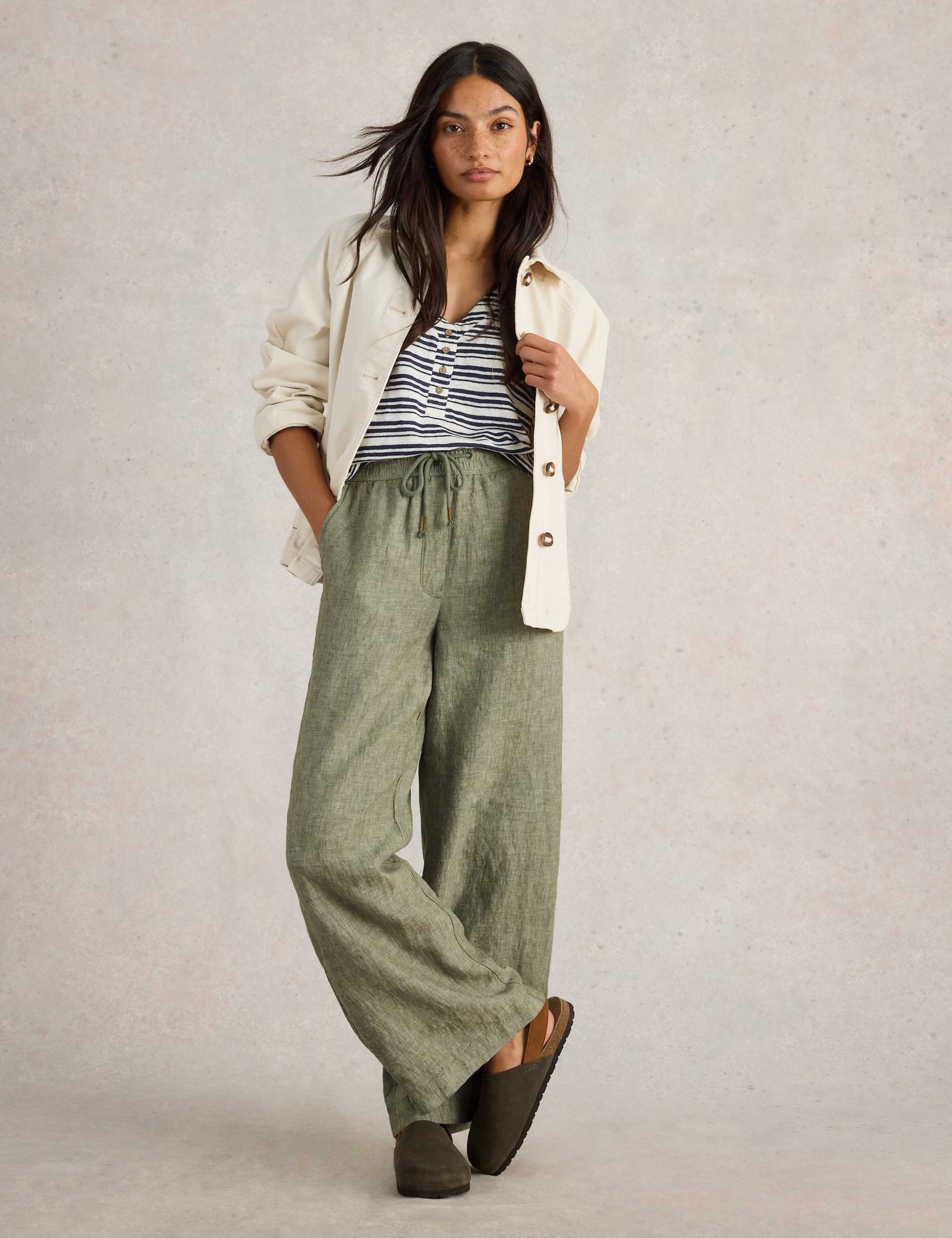 Pure Linen Wide Leg Trousers