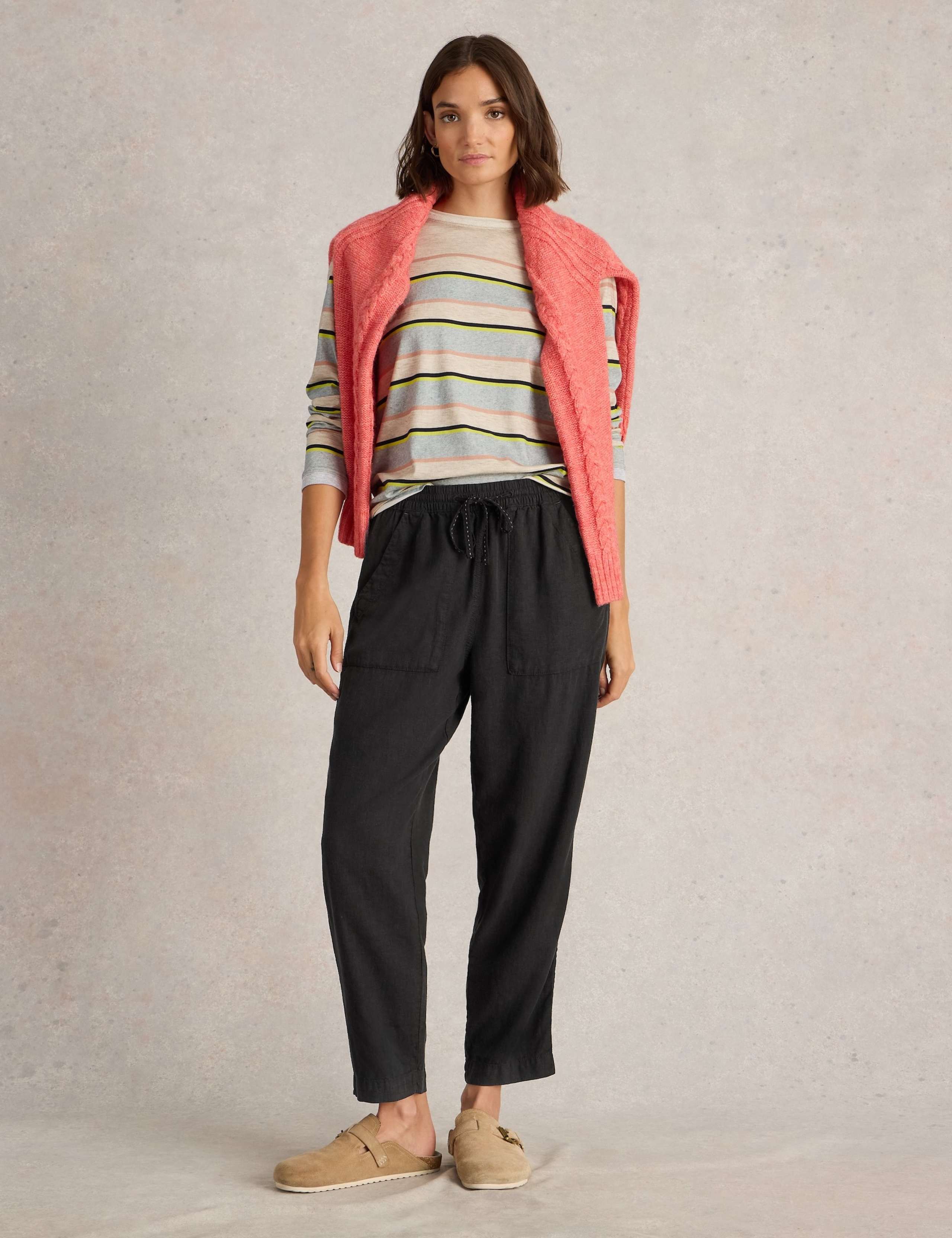 Linen Rich Relaxed Ankle Grazer Trousers