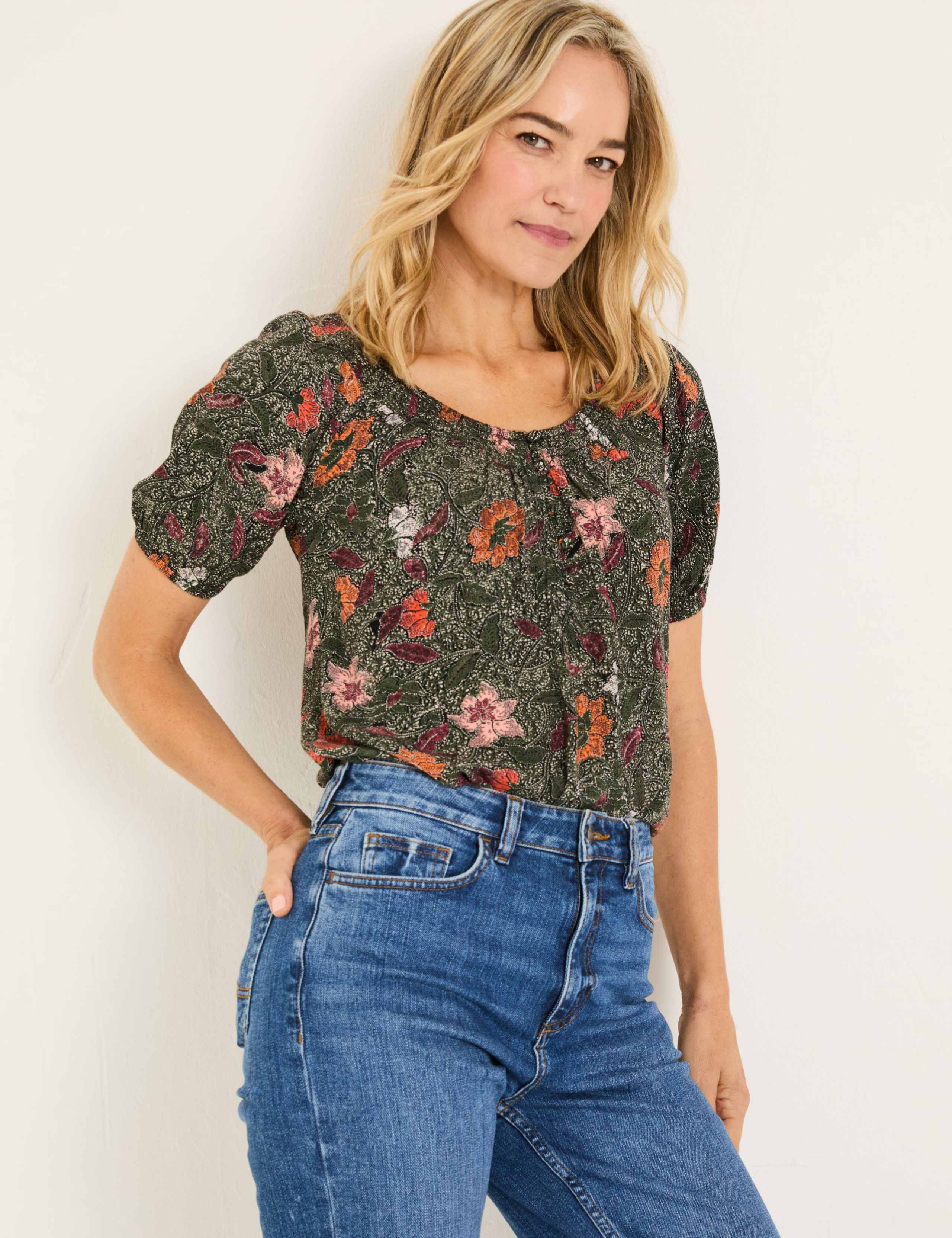 Floral Round Neck Blouse