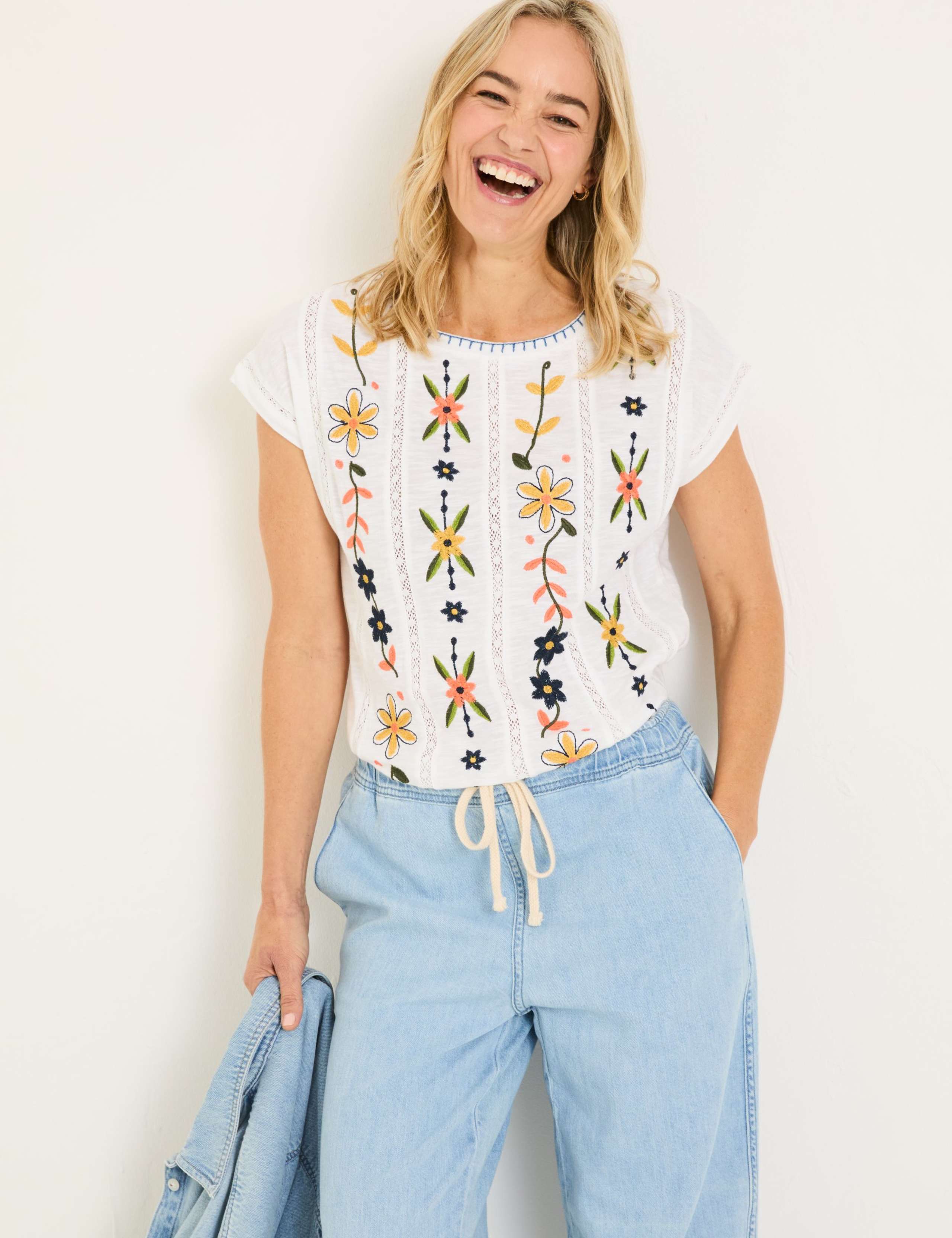 Cotton Rich Embroidered T-Shirt