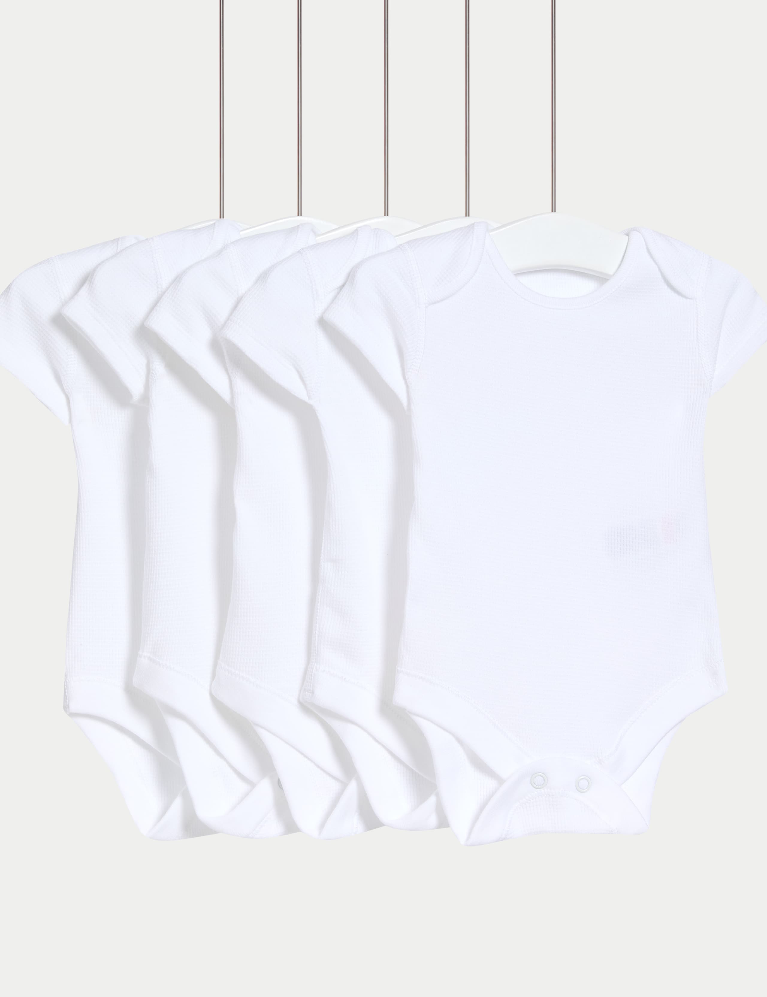 5pk Pure Cotton Waffle Bodysuits (5lbs - 3 Yrs)