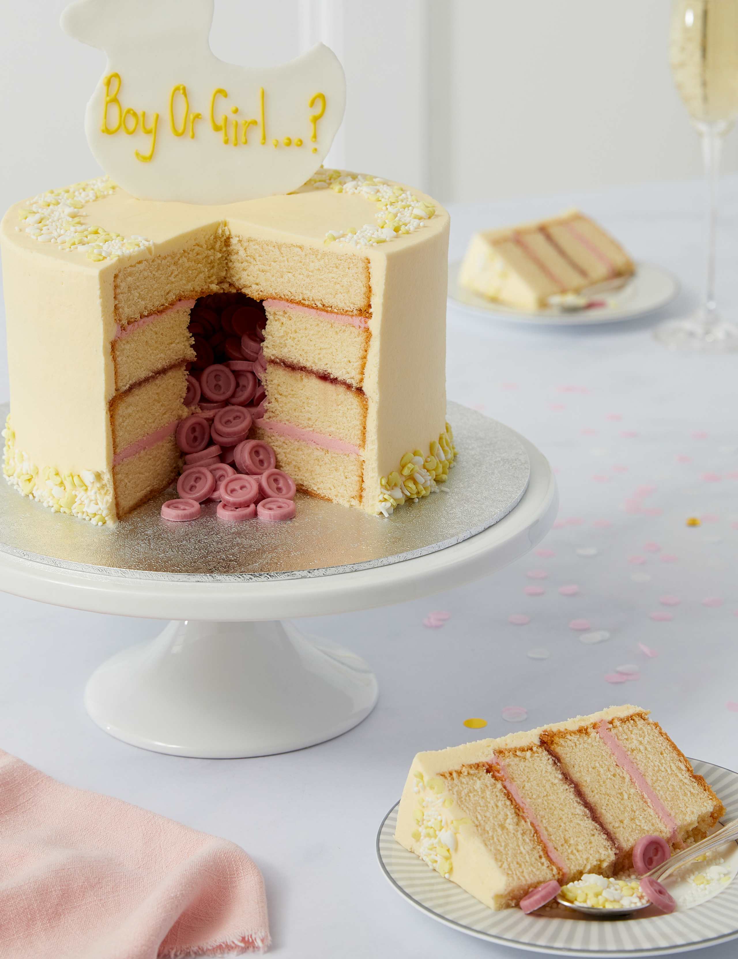 Personalised Gender Reveal Cake - Girl (Serves 16)