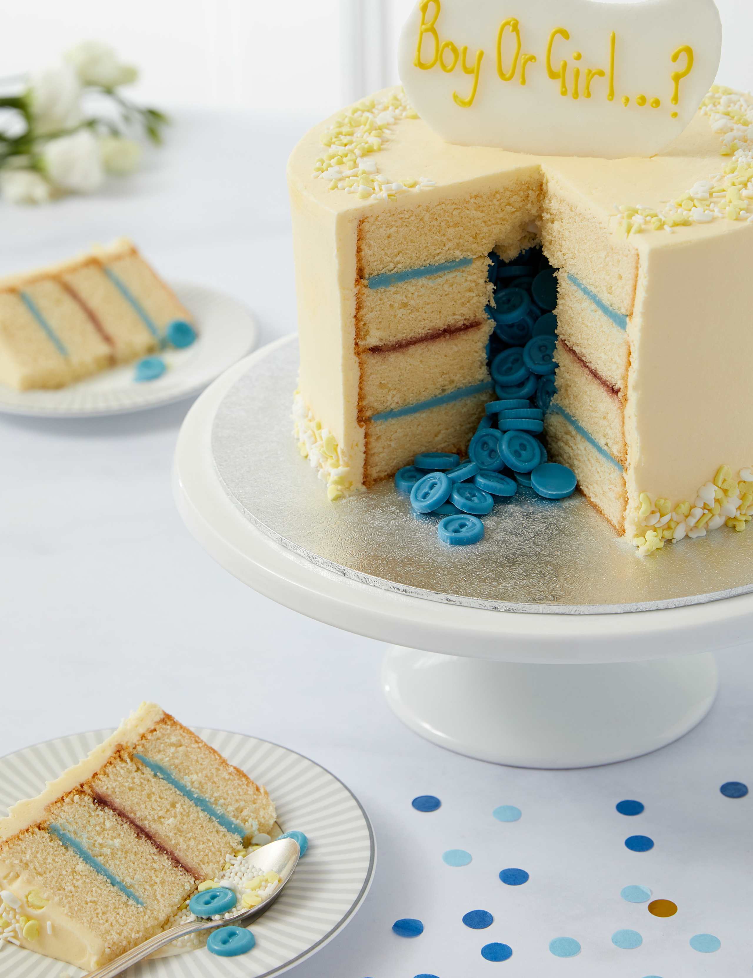 Personalised Gender Reveal Cake - Boy (Serves 16)