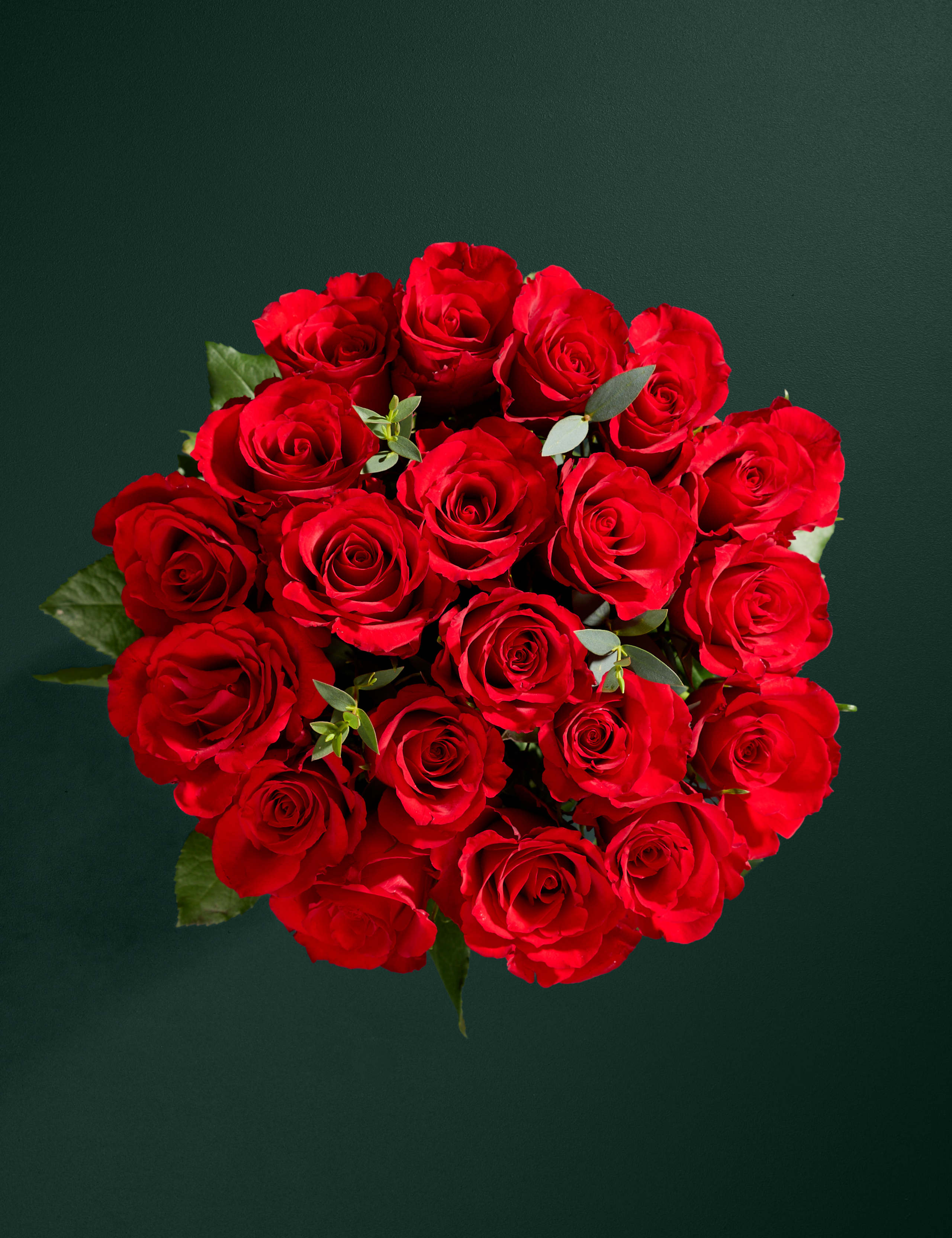 Valentine's Red Rose Abundance Bouquet with Vase