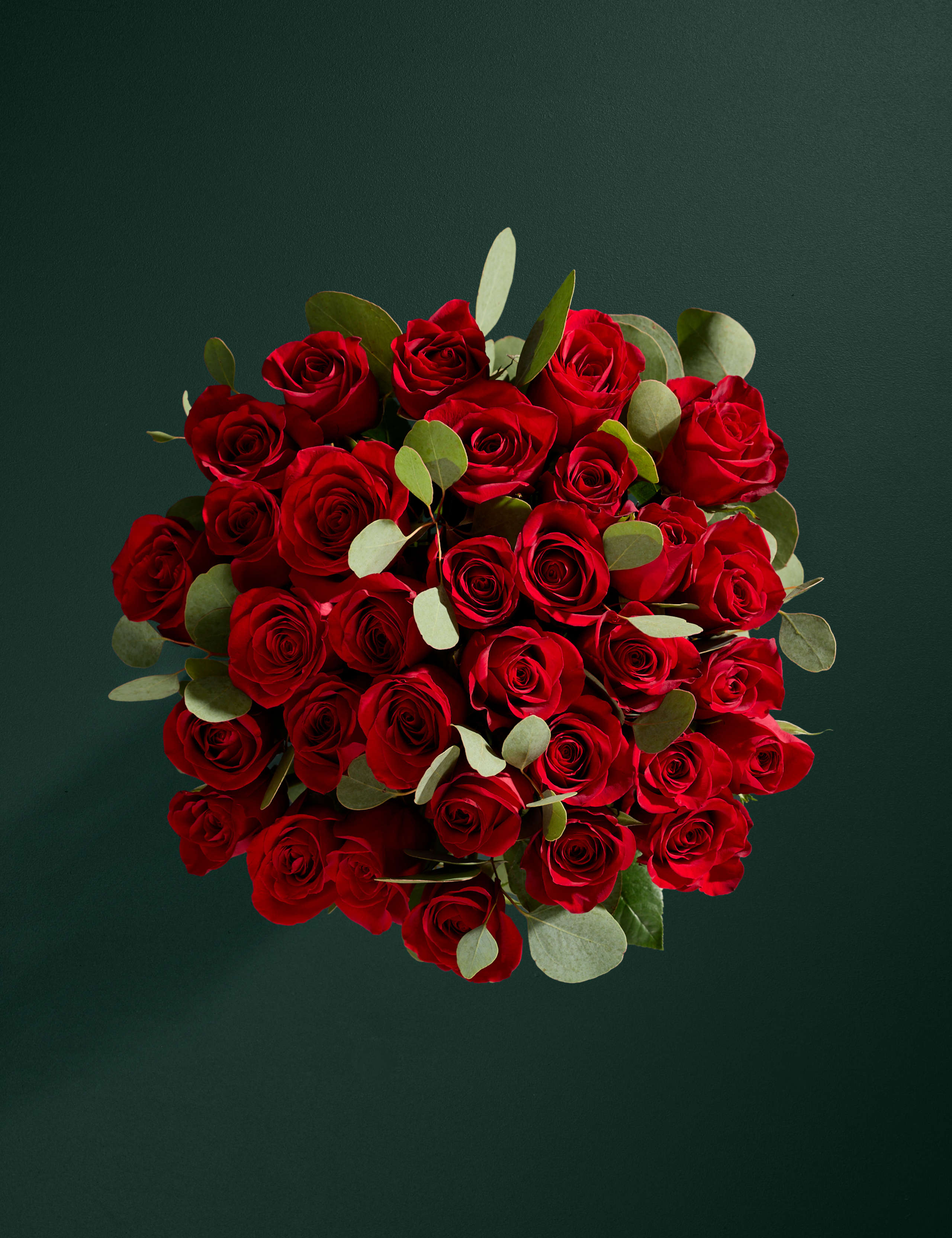 Valentine's Red Freedom® Roses & Eucalyptus Bouquet
