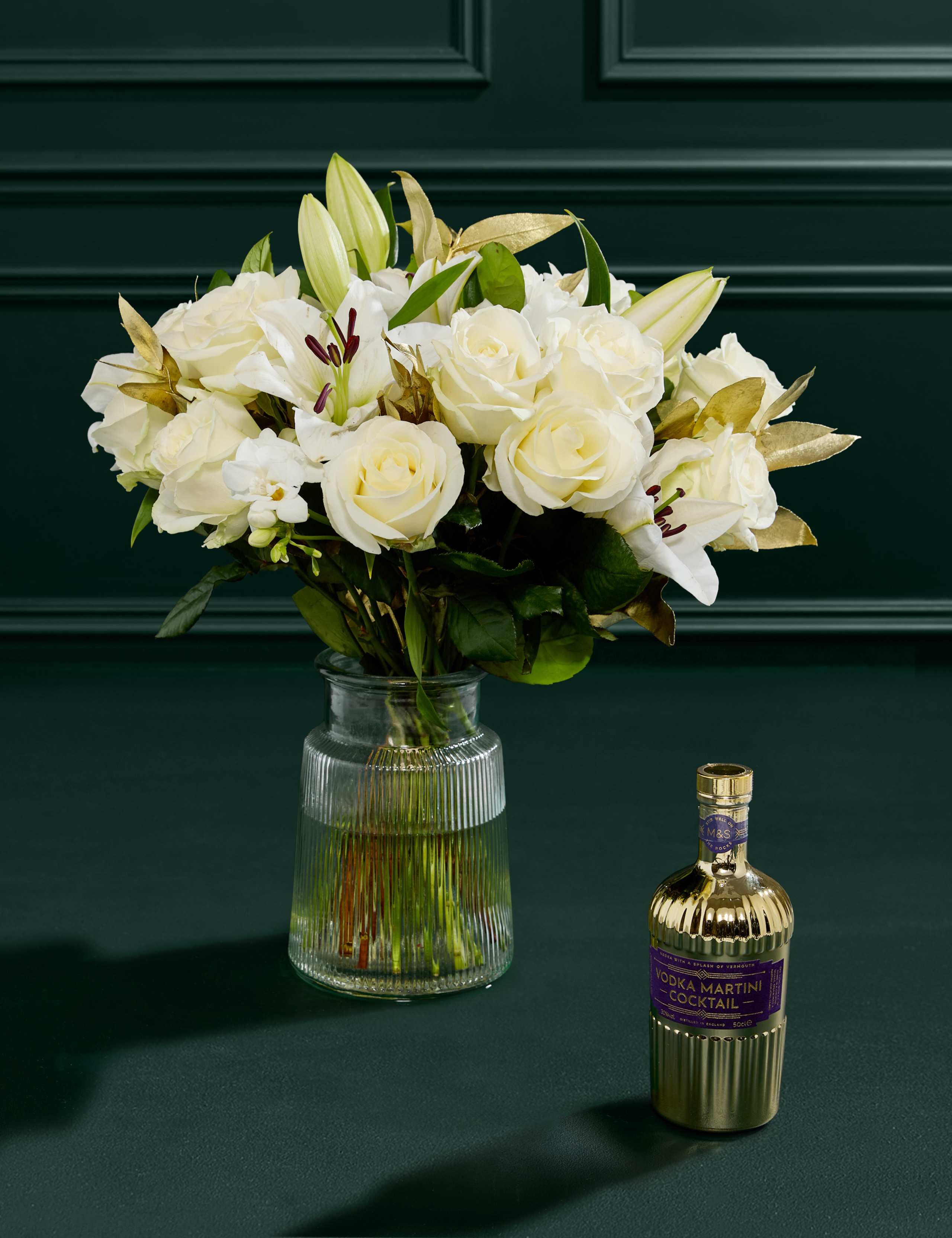 Dame Joan Collins Bouquet with Vase & Vodka Martini