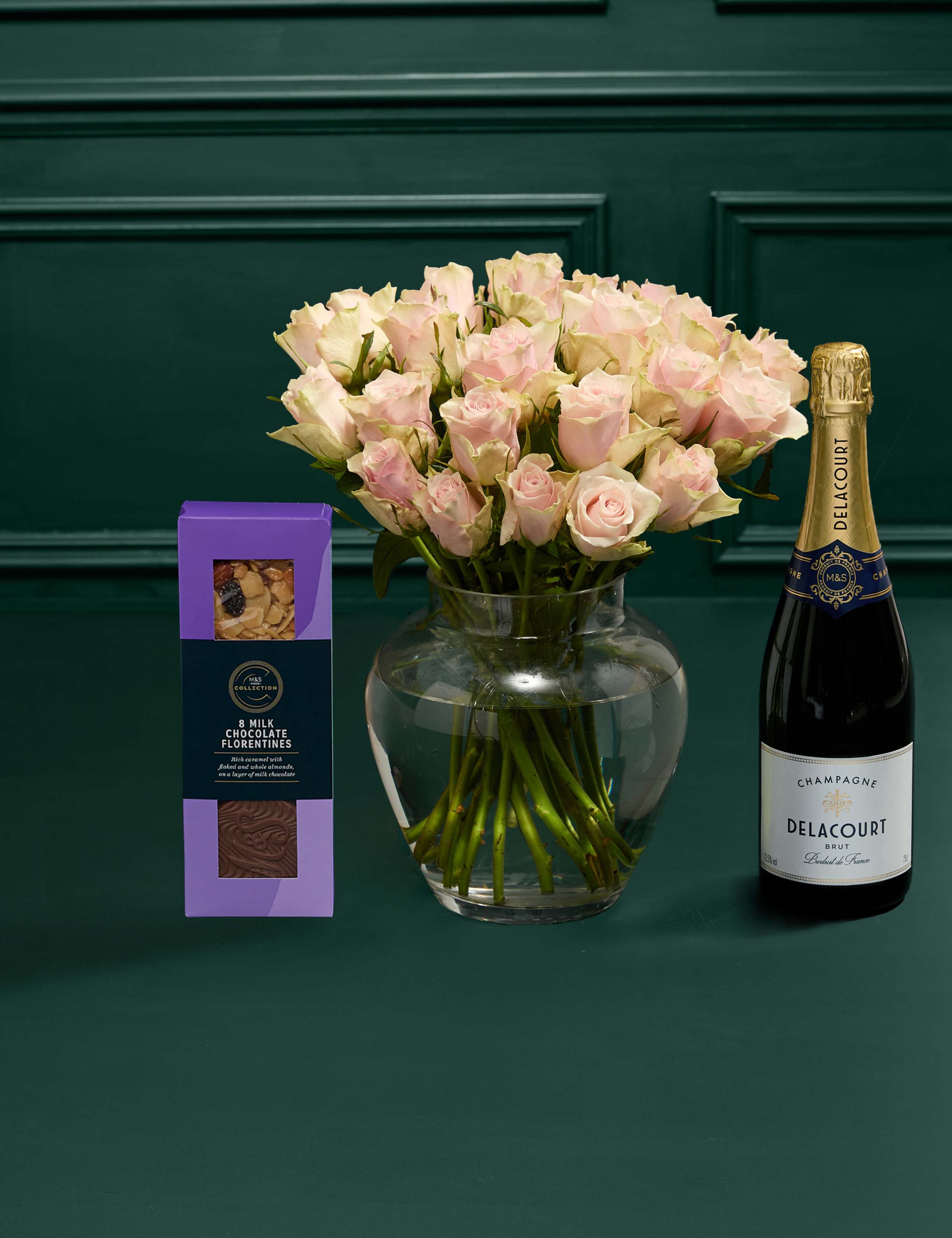 Blush Rose Abundance with Champagne & Chocolate Florentines