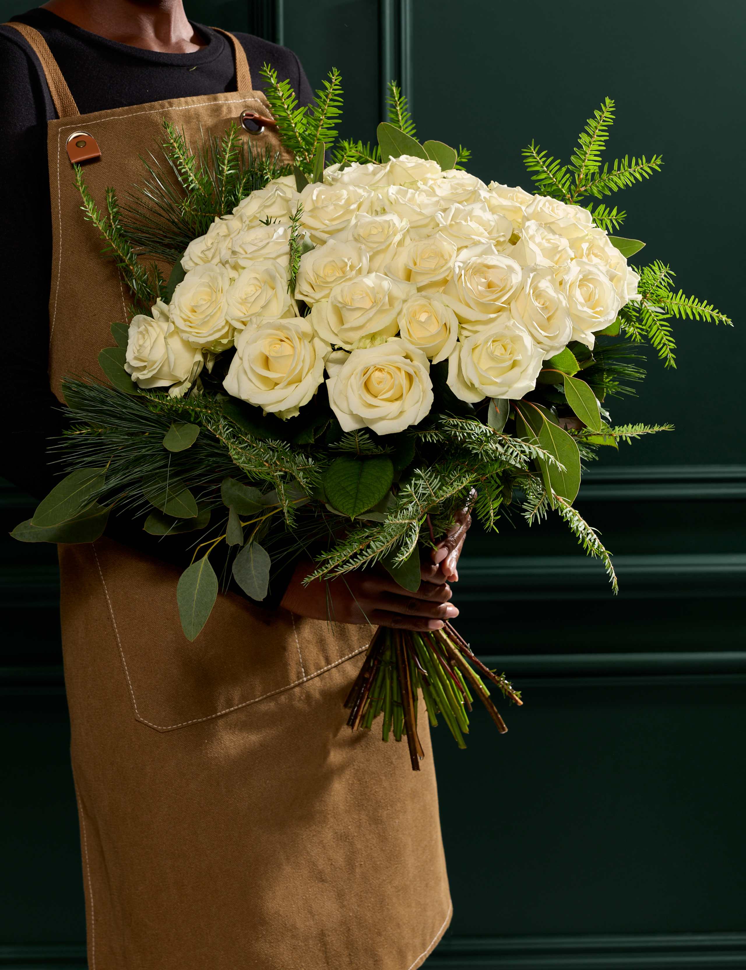 Luxury White Rose & Eucalyptus Bouquet (Delivery from 26th November)