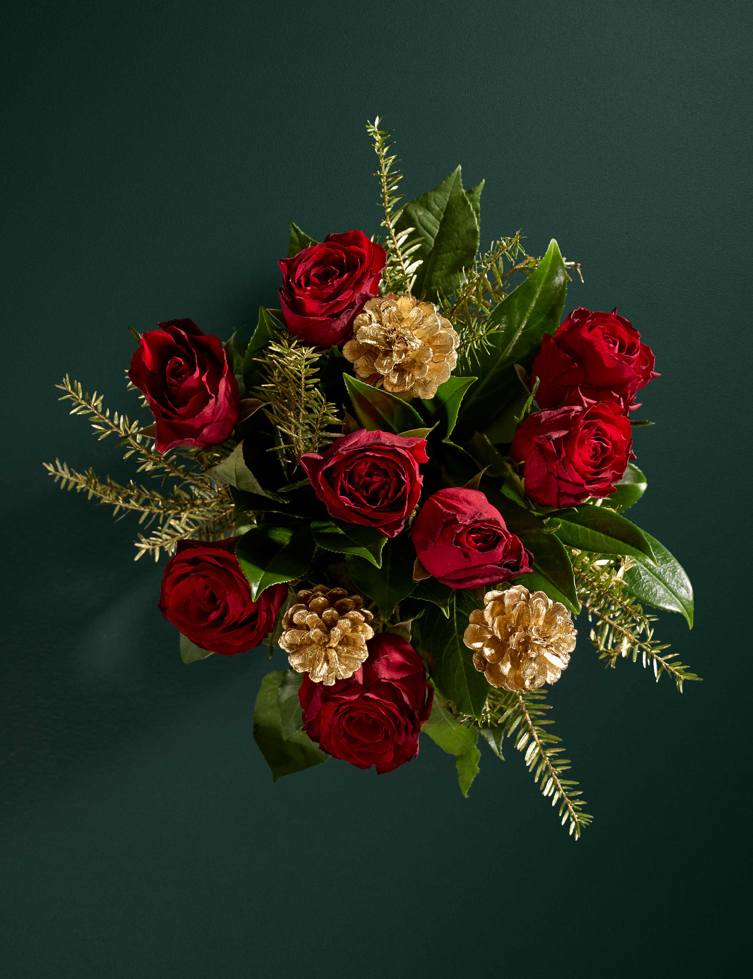 Red Rose & Pine Cone Bouquet
