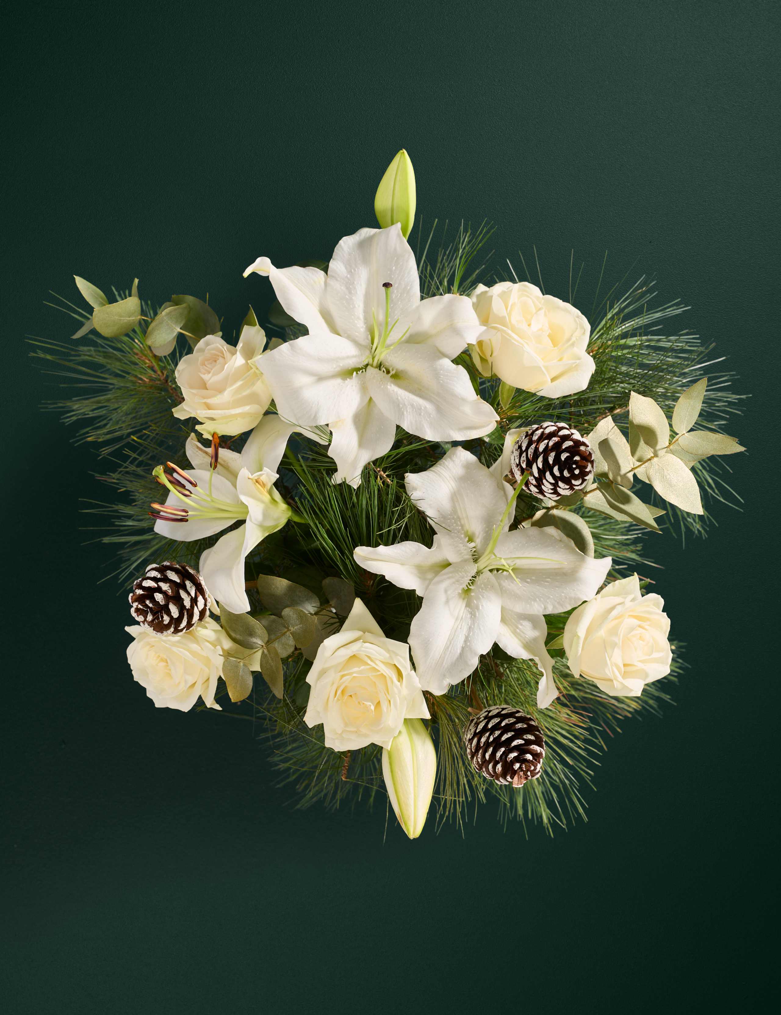 Festive Avalanche™ Rose & Lily Bouquet