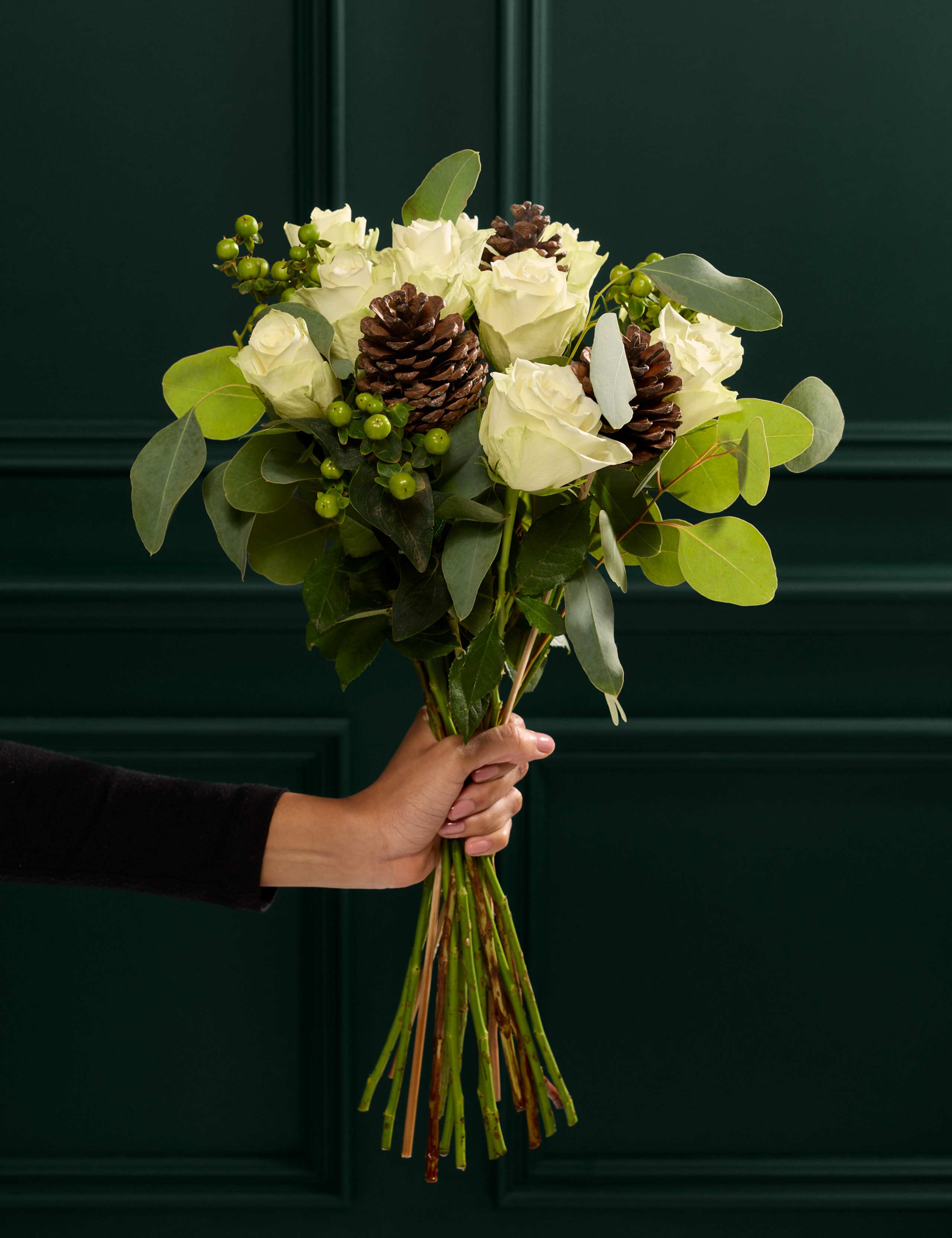 Festive White Rose Bouquet