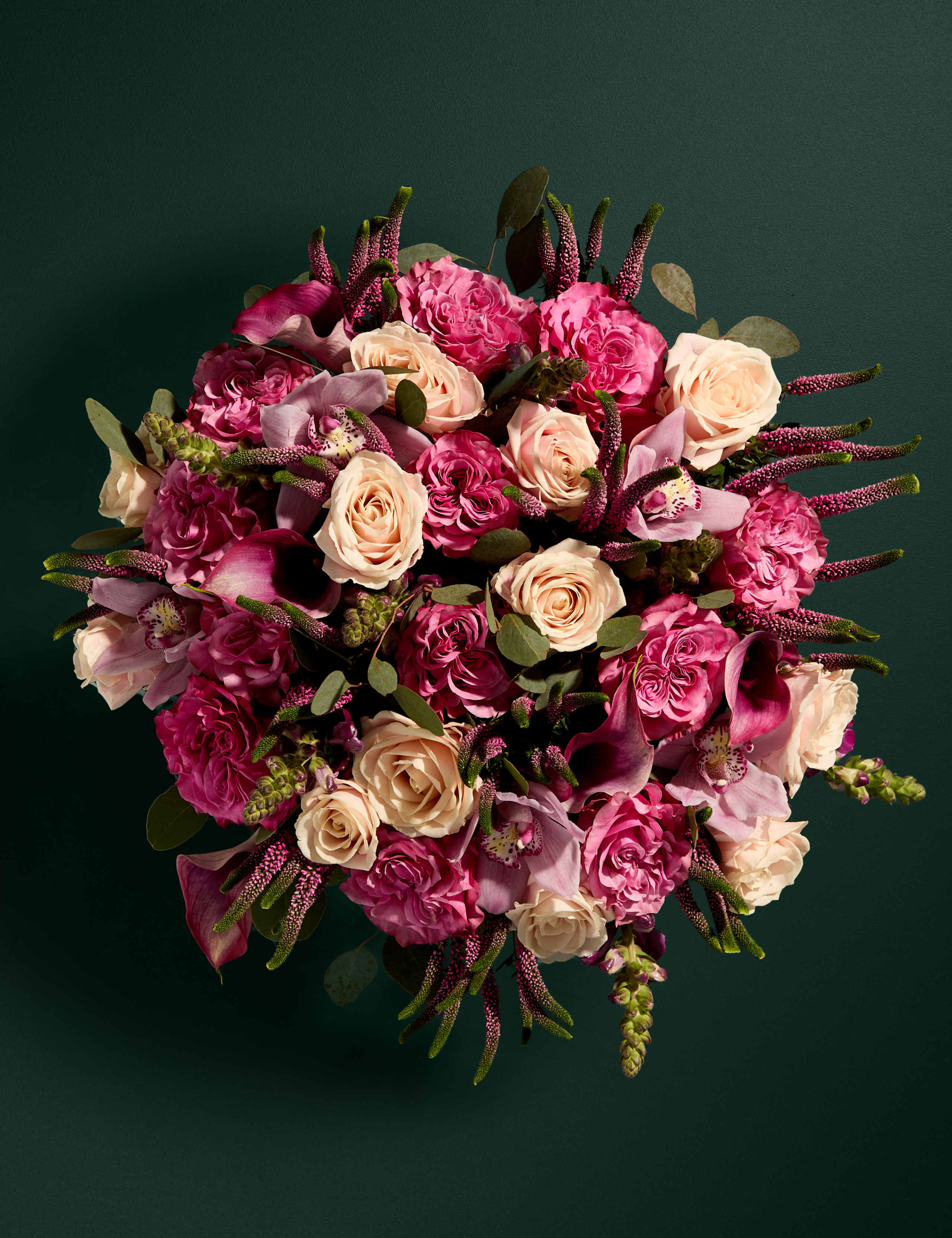 Rose, Calla Lily & Cymbidium Orchid Bouquet