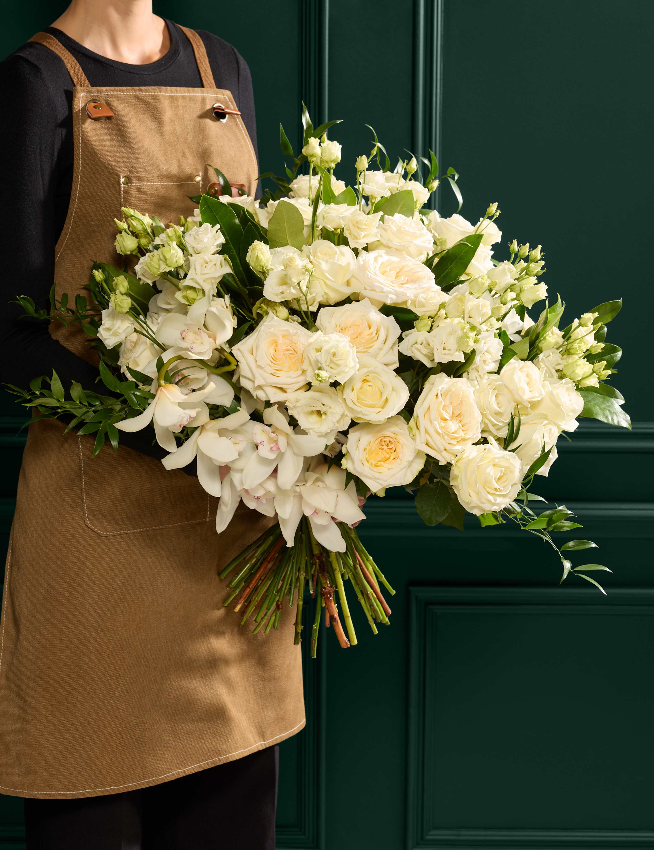 Luxury White Rose & Cymbidium Orchid Bouquet