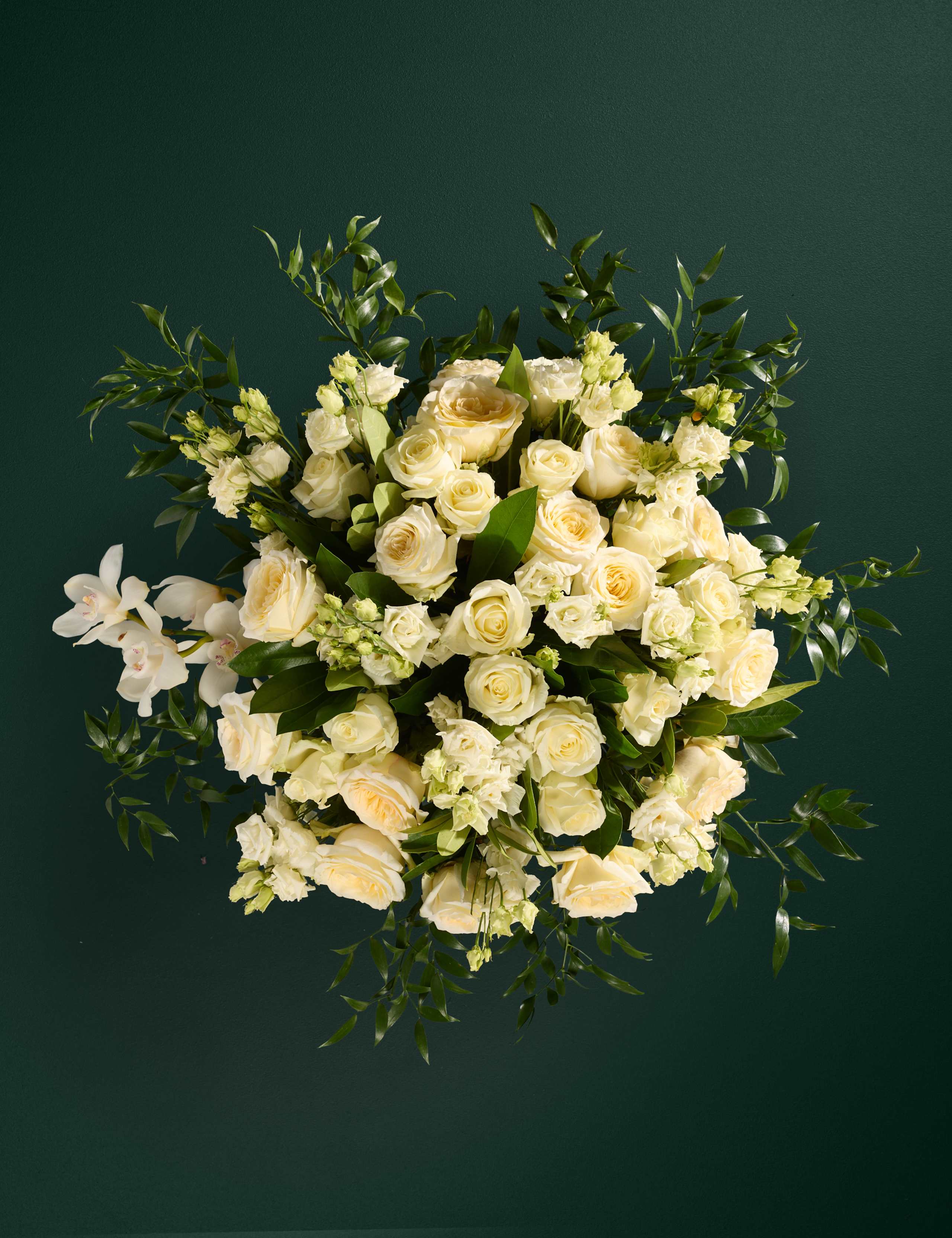 Luxury White Rose & Cymbidium Orchid Bouquet