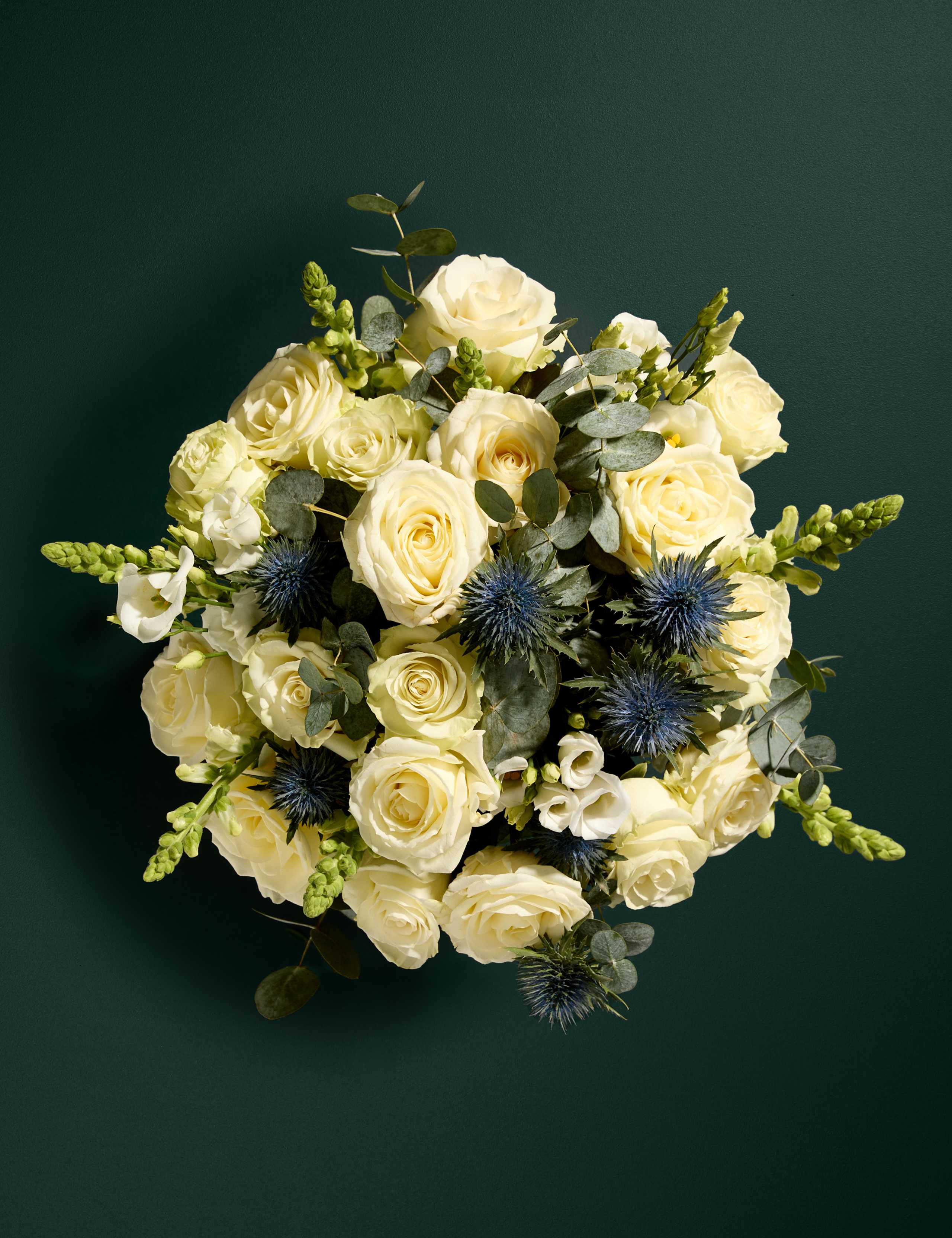 White Rose, Antirrhinum & Lisianthus Bouquet