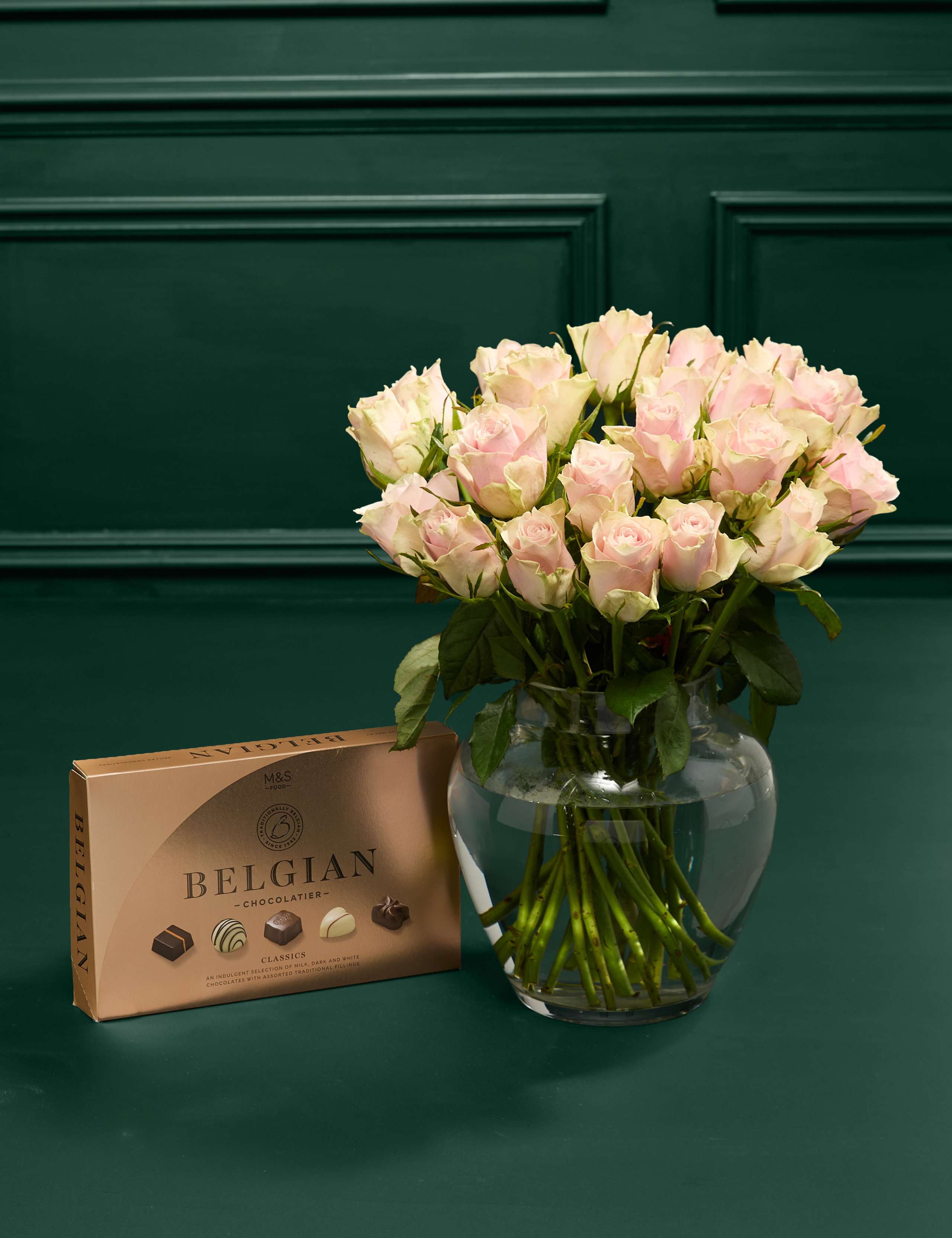 Blush Rose Abundance with Belgian Chocolates