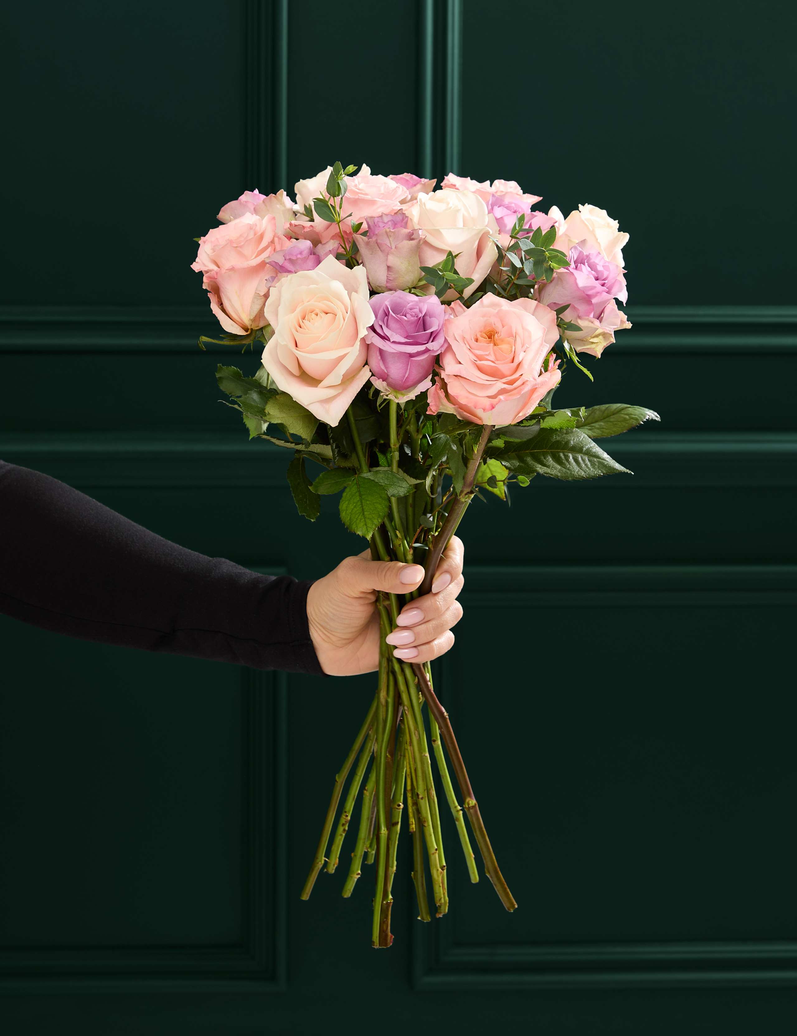 Mother's Day Peach Rose & Eucalyptus Bouquet