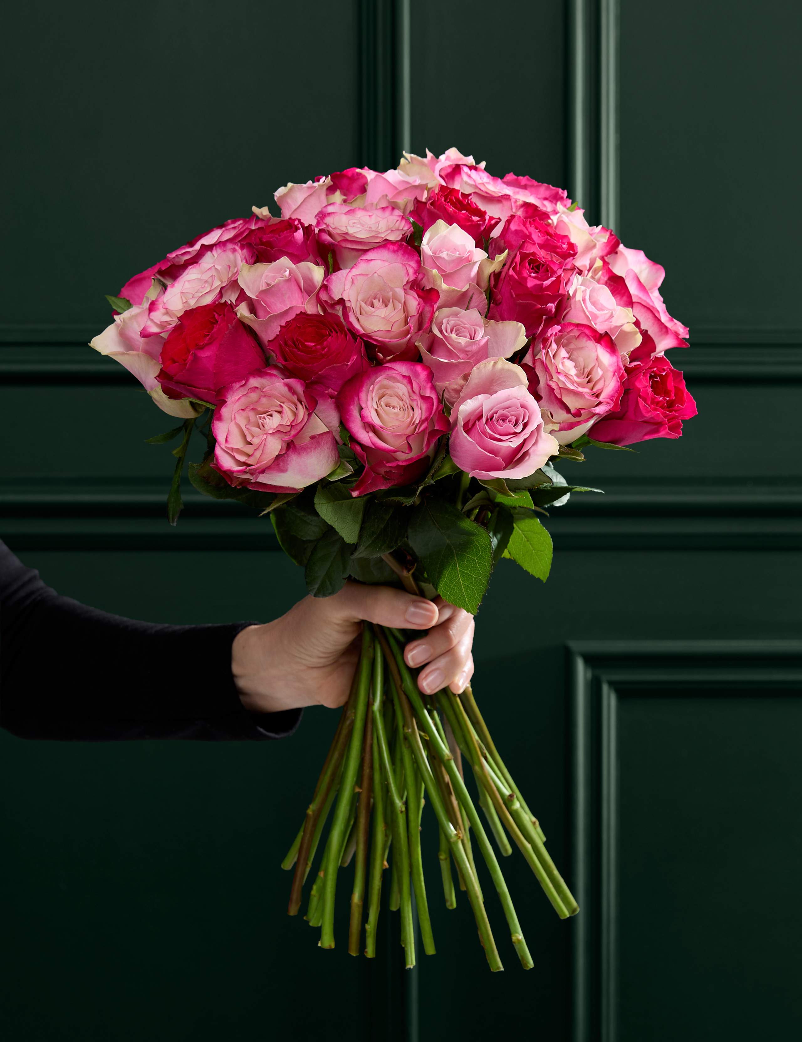 Medium Vibrant Pink Mixed Rose Bouquet