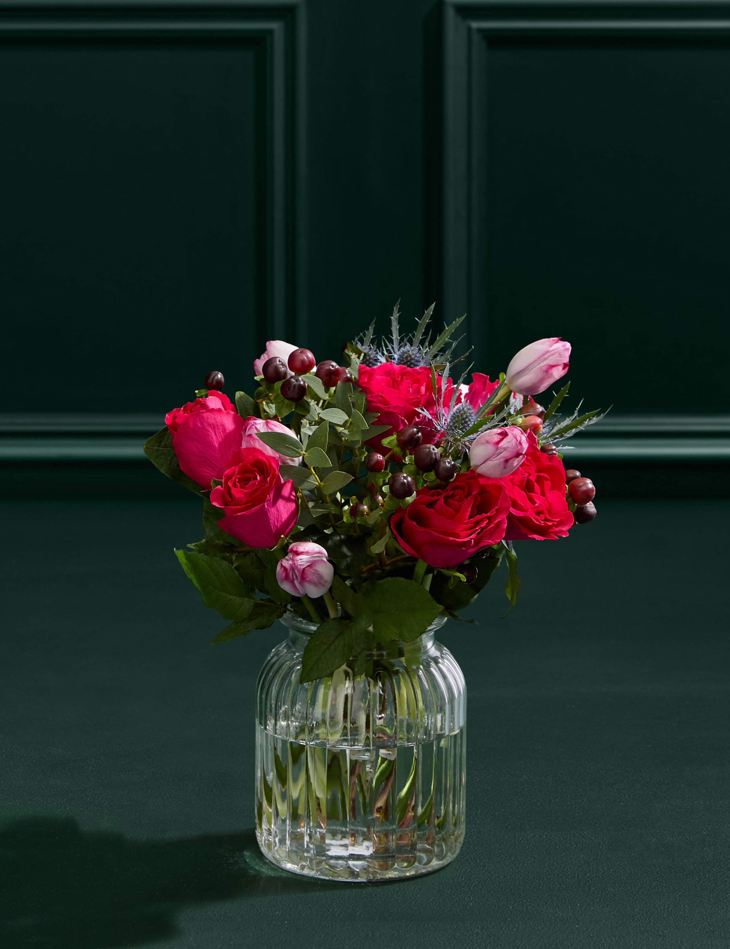 Tulip & Rose Bouquet with Vase