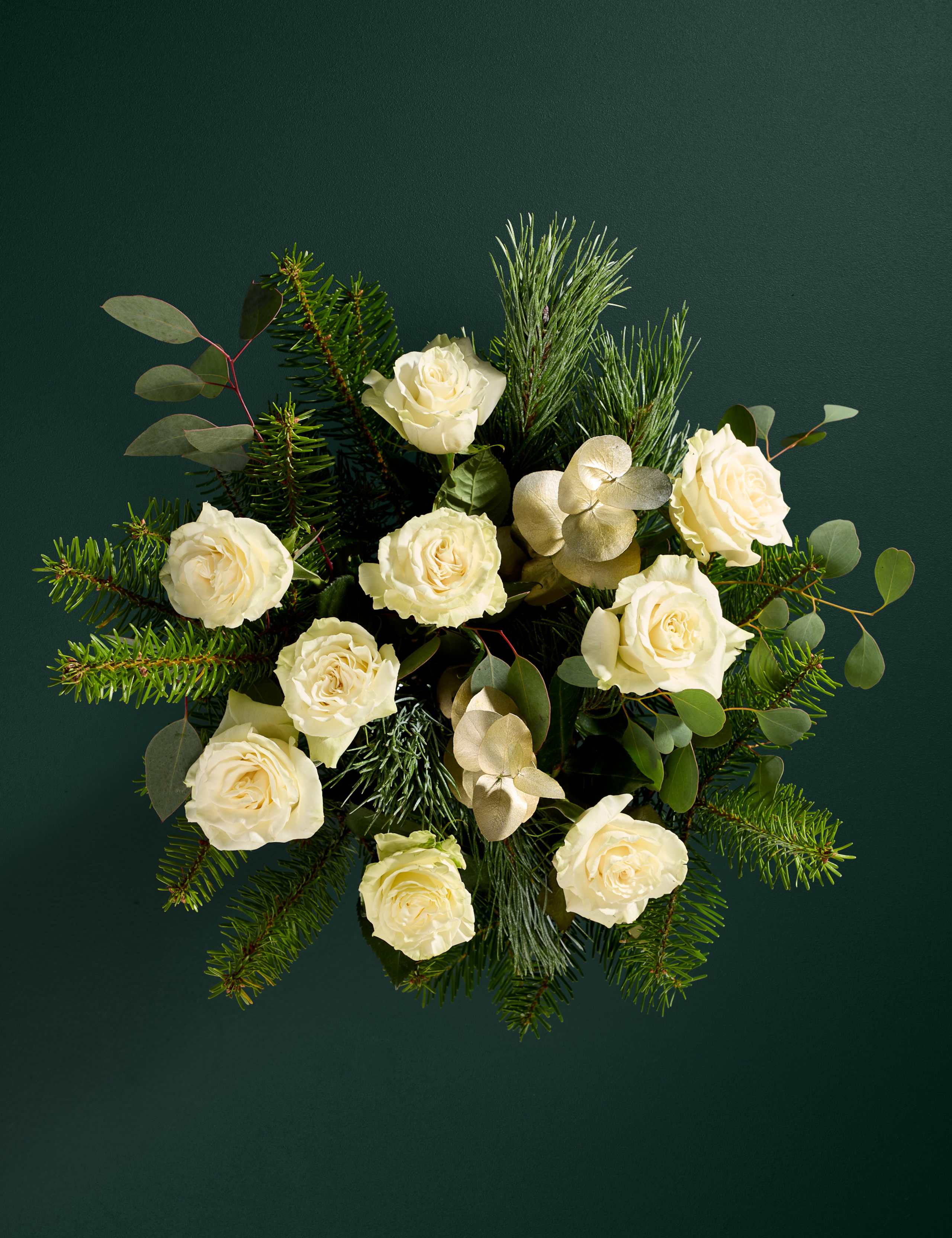 Luxury White Rose Christmas Bouquet with Vase