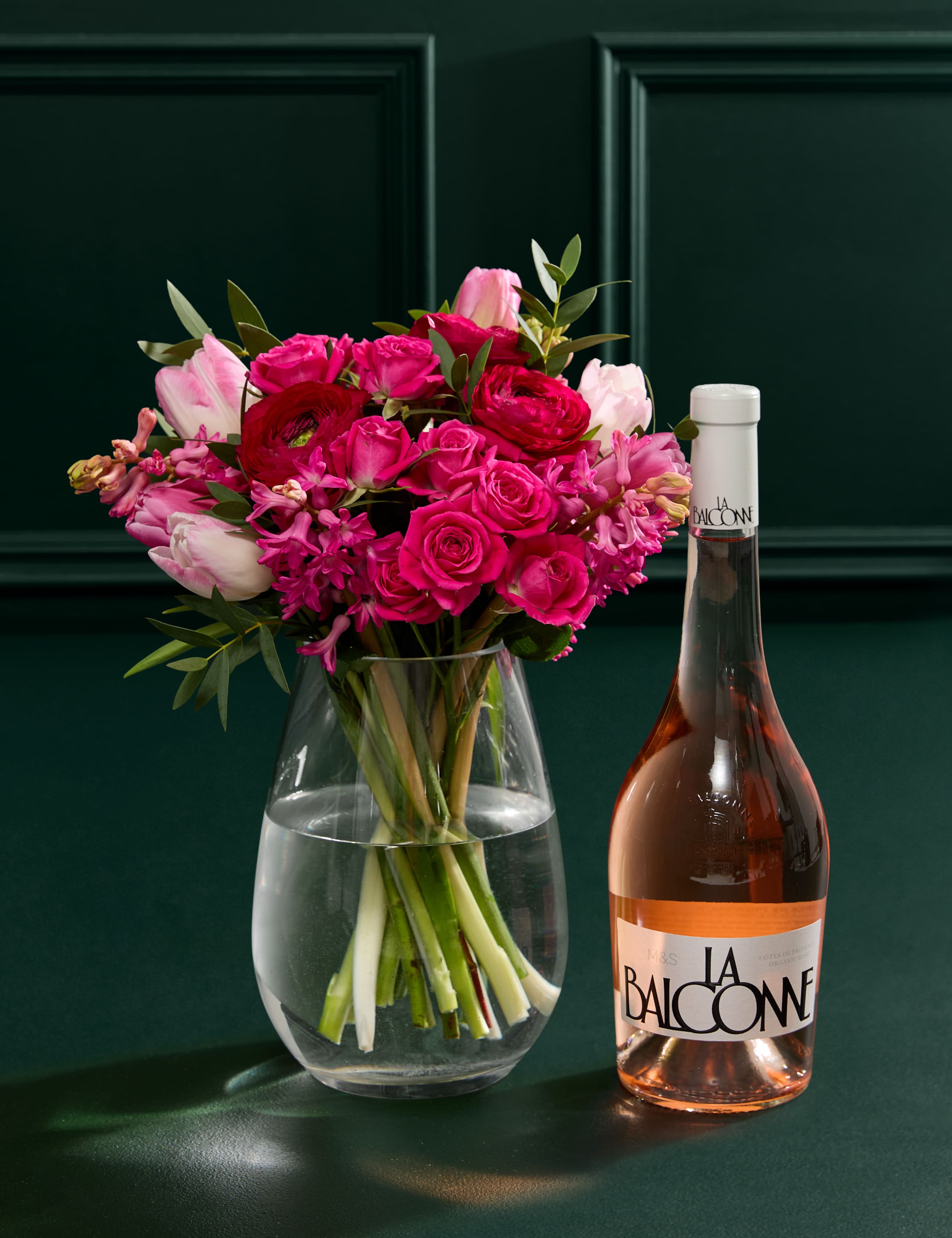 Mother's Day Ranunclus Bouquet with La Balconne Rosé Wine