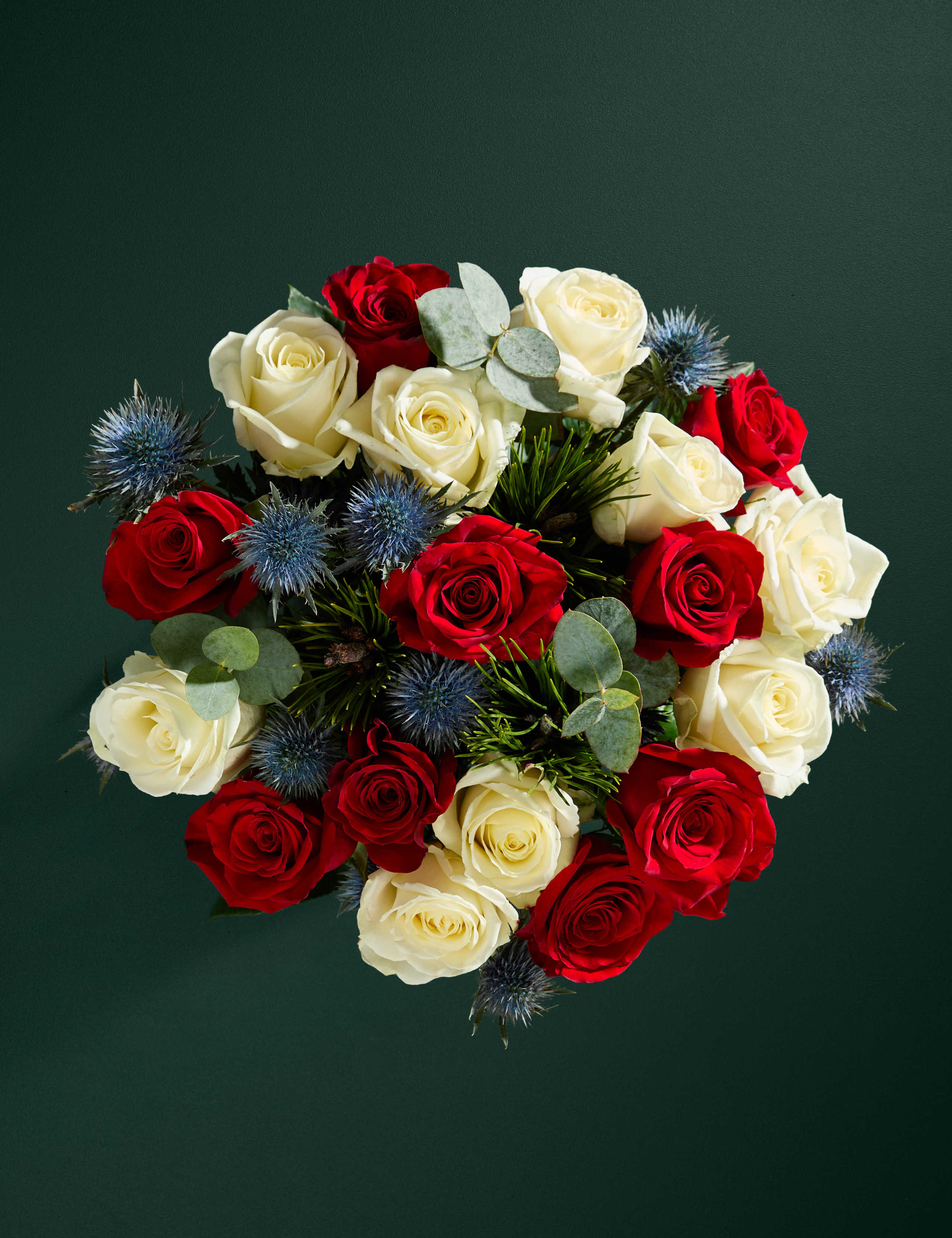 Festive Mixed Rose Bouquet with Mulled Wine & Treats Hamper