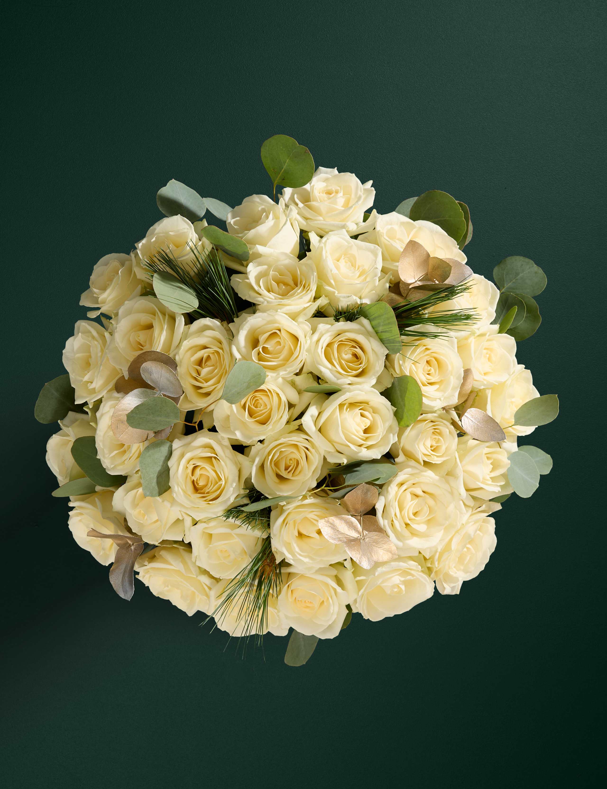 Luxury White Rose & Eucalyptus Bouquet with Vase & Gourmet Grazing Hamper