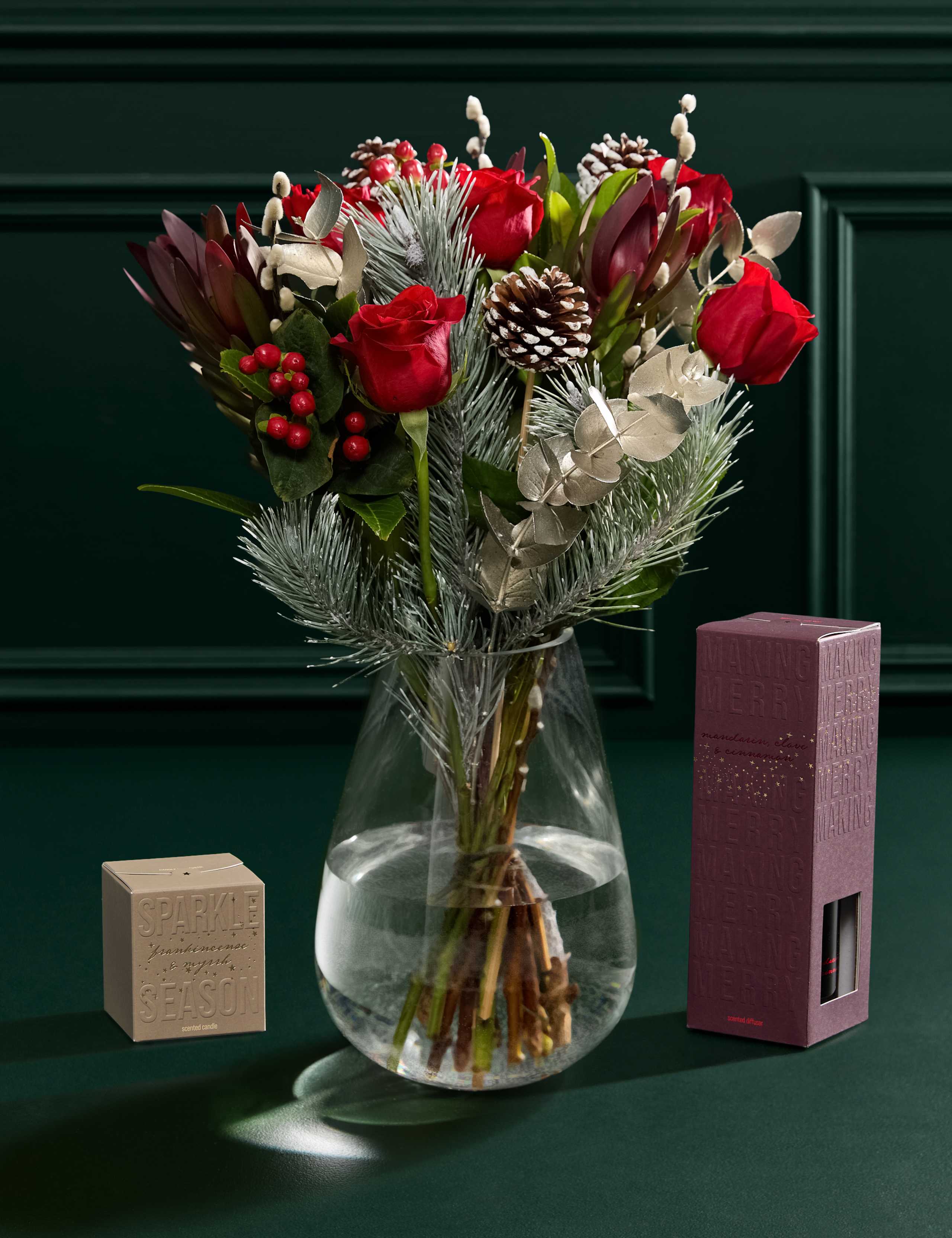 Red Rose with Scented Candle & Diffuser