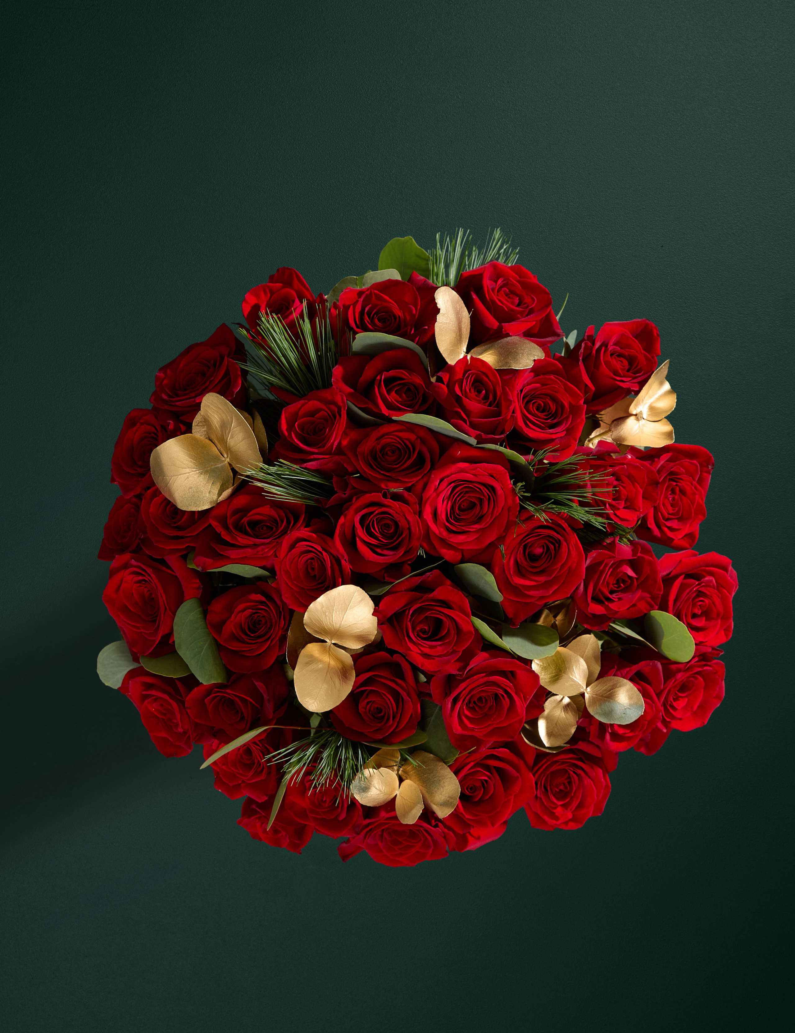 Luxury Red Rose Bouquet & Vase with Vintage Champagne & Truffles
