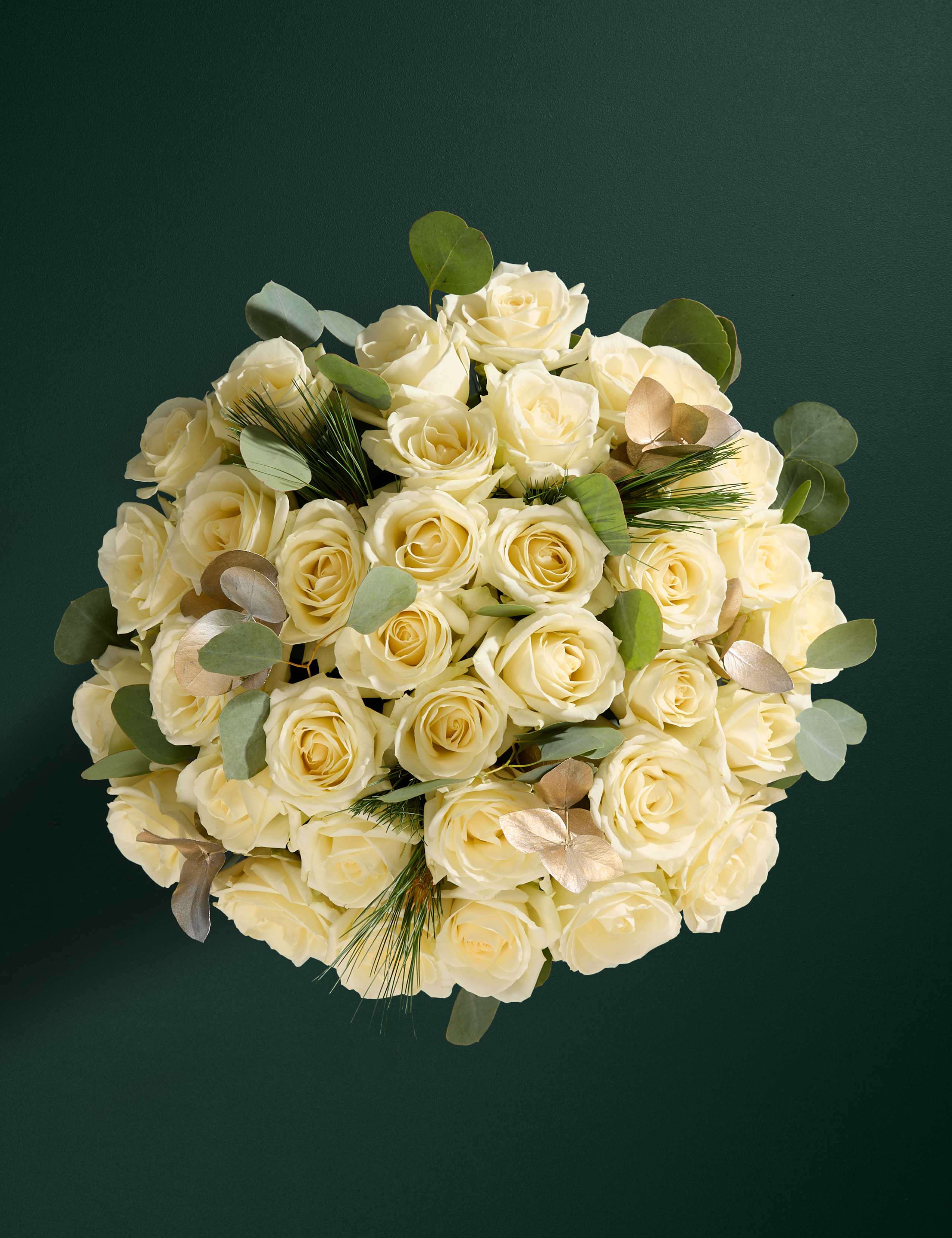 Luxury White Rose Bouquet with Vase, Vintage Champagne & Truffles