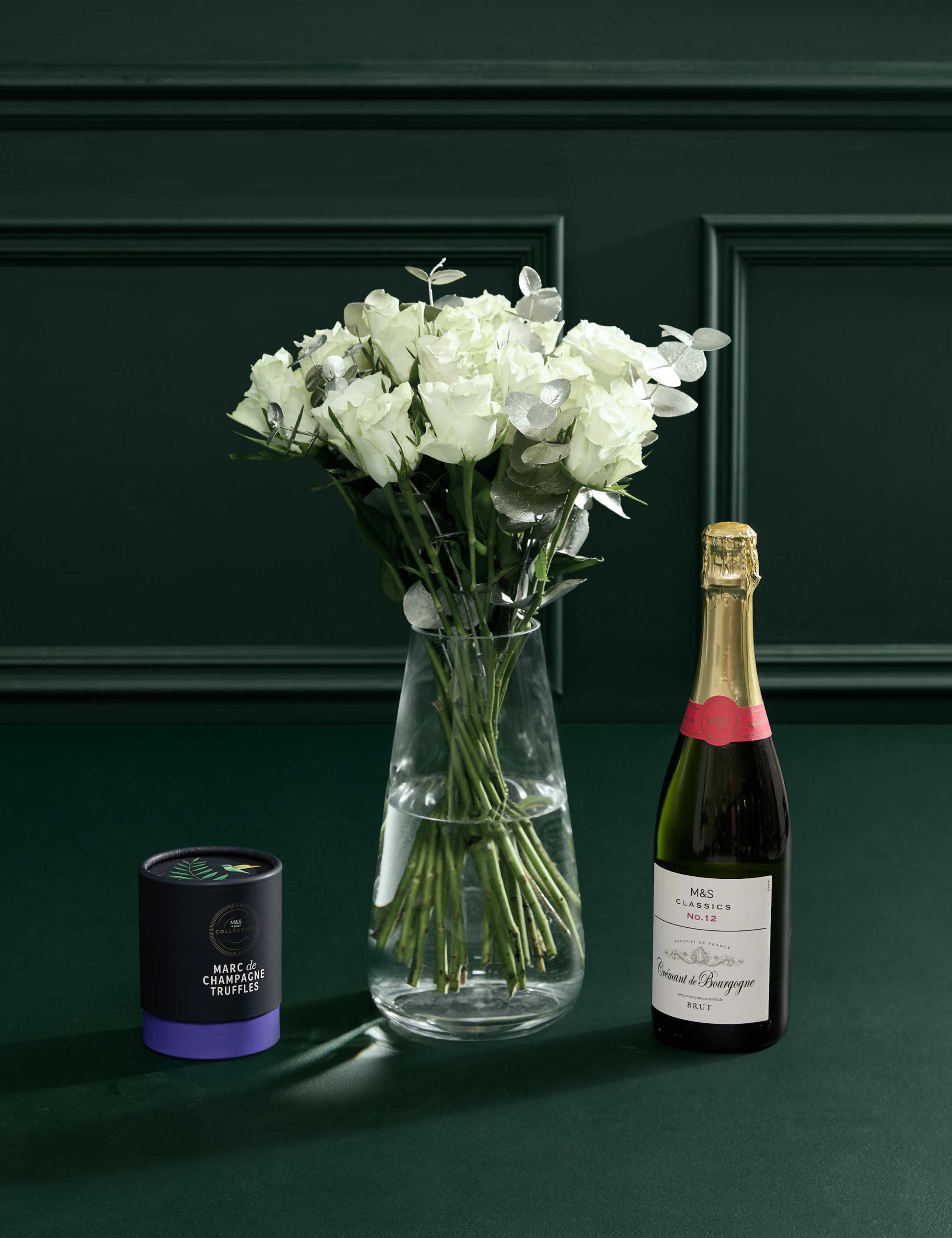 White Rose & Eucalyptus with Crémant & Truffles