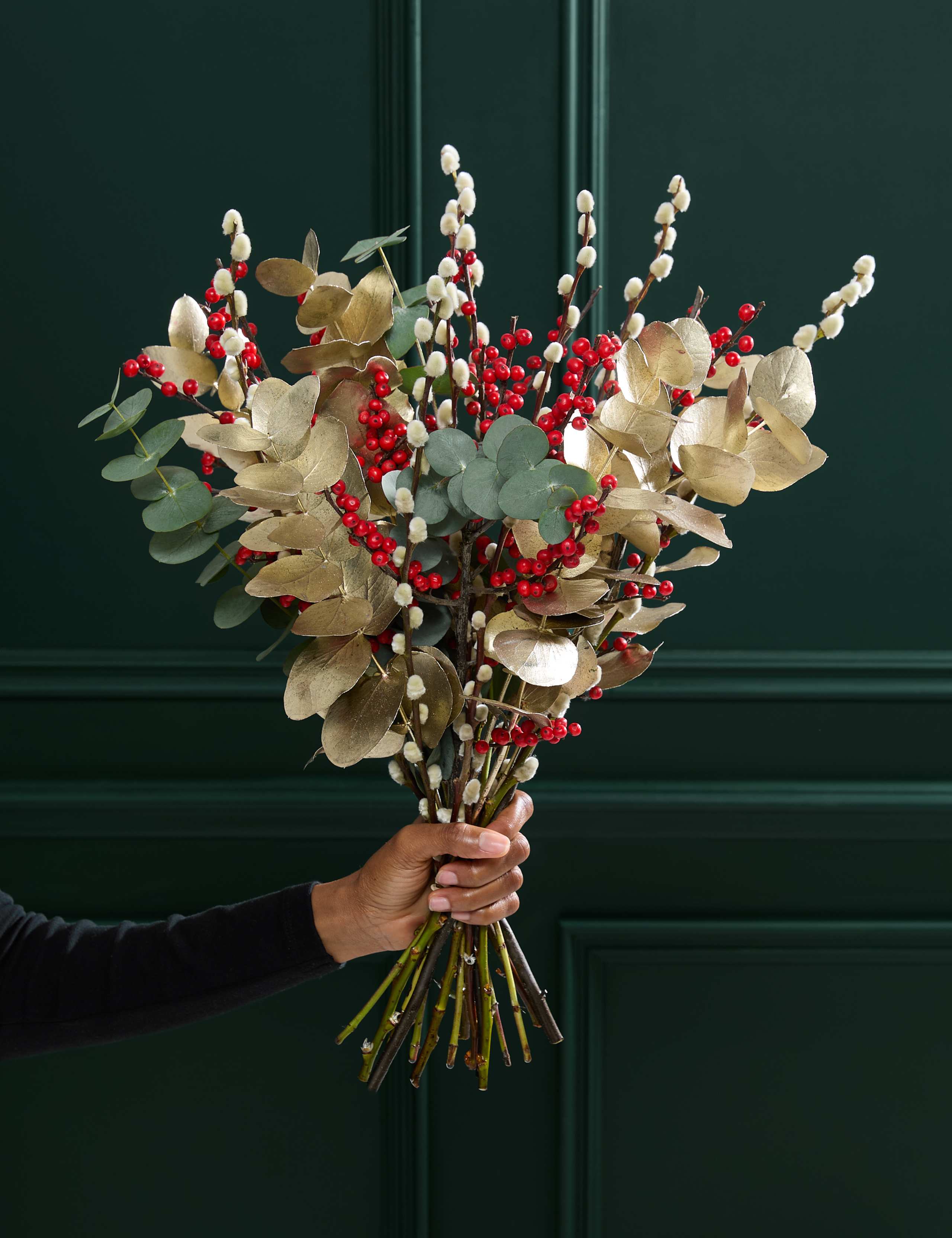 Ilex & Gold Eucalyptus Bouquet