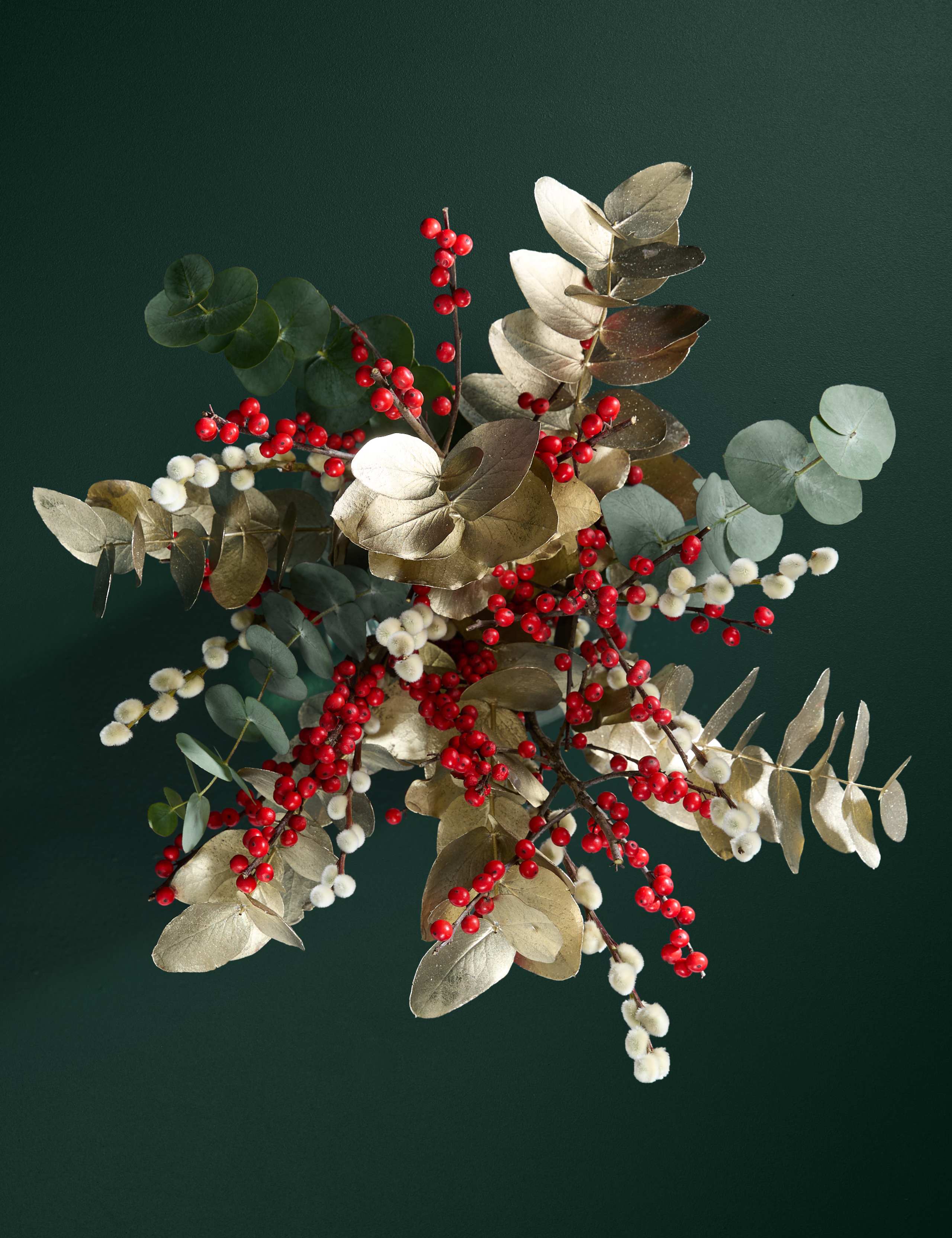 Ilex & Gold Eucalyptus Bouquet