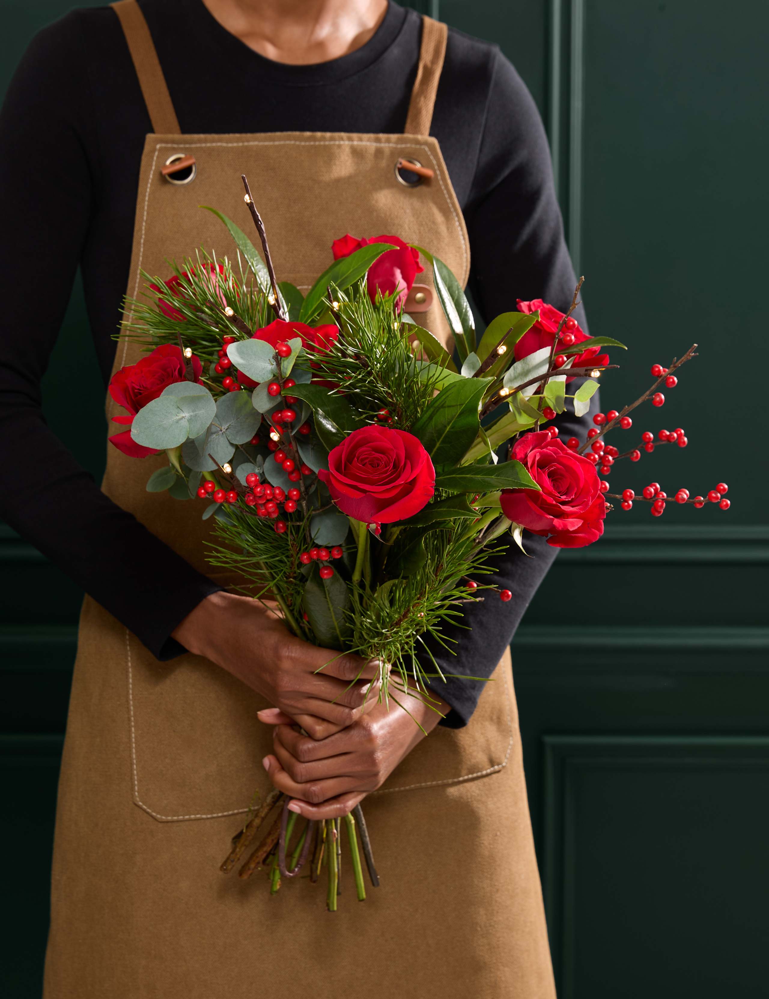 Festive Red Rose Light Up Bouquet