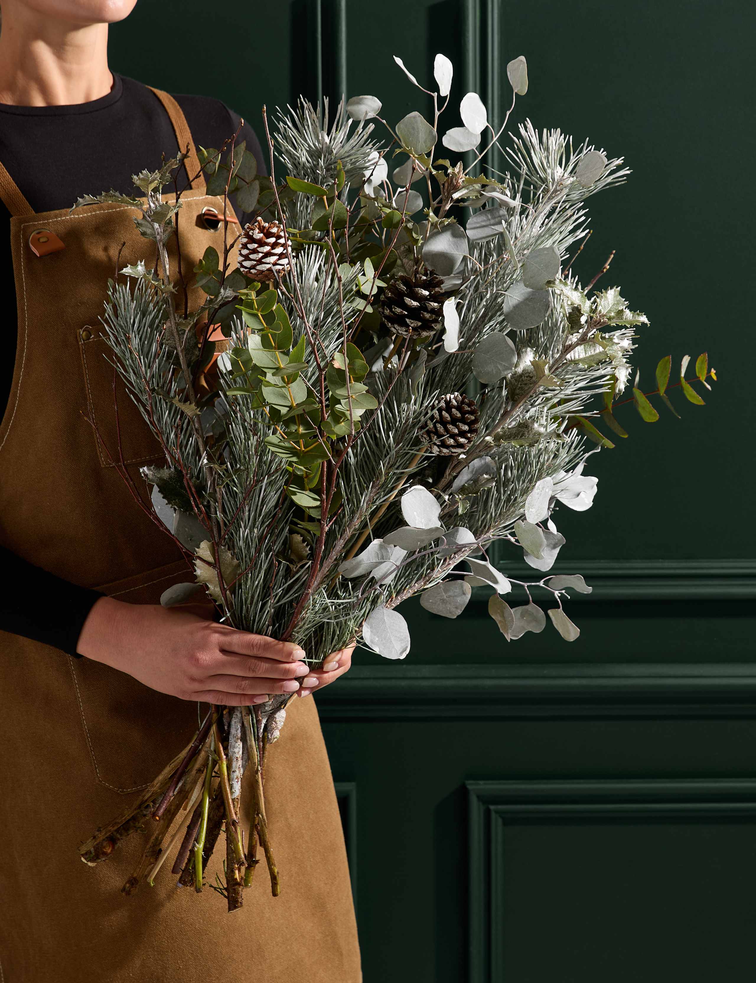 Festive Snowy Foliage Abundance Bouquet