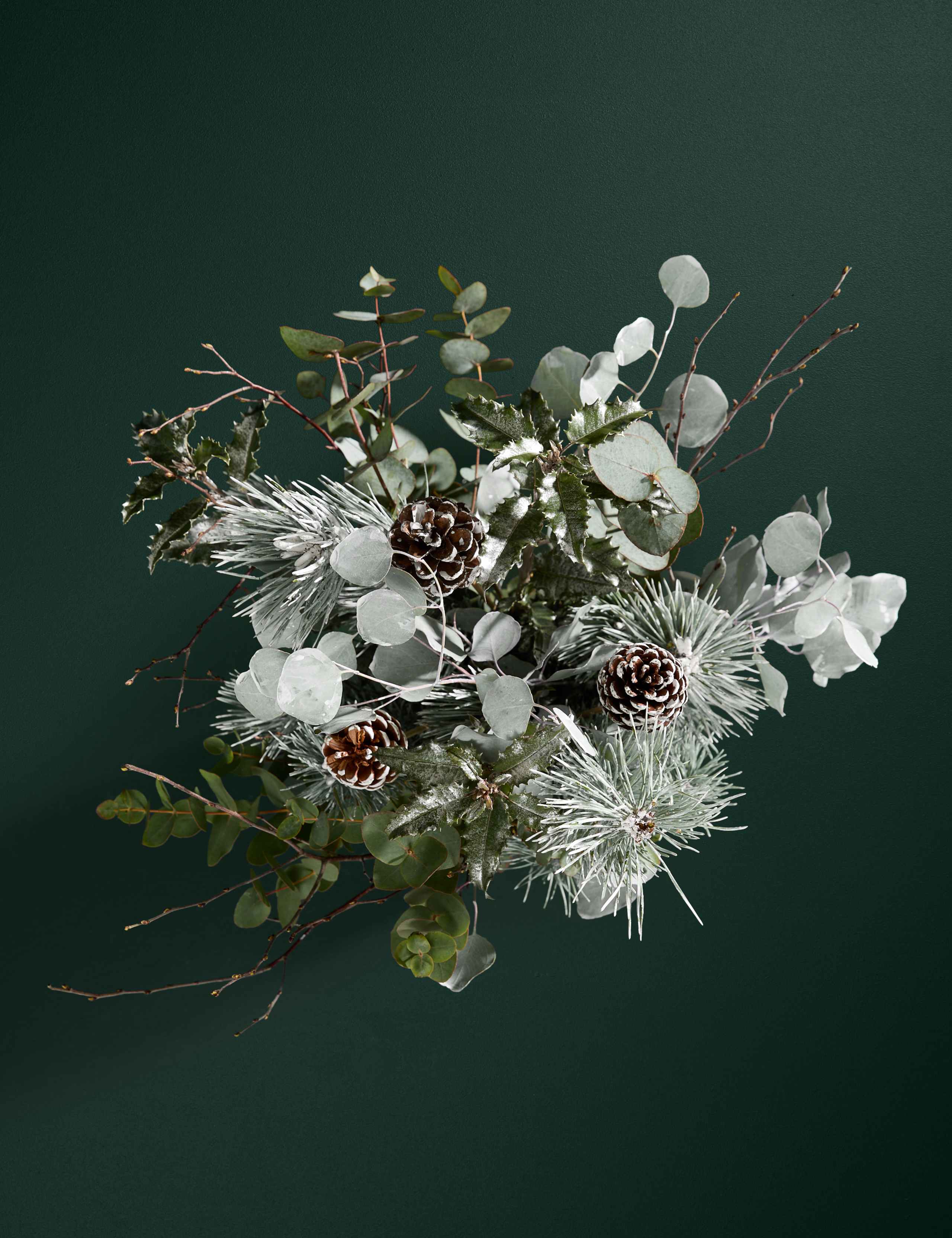 Festive Snowy Foliage Abundance Bouquet