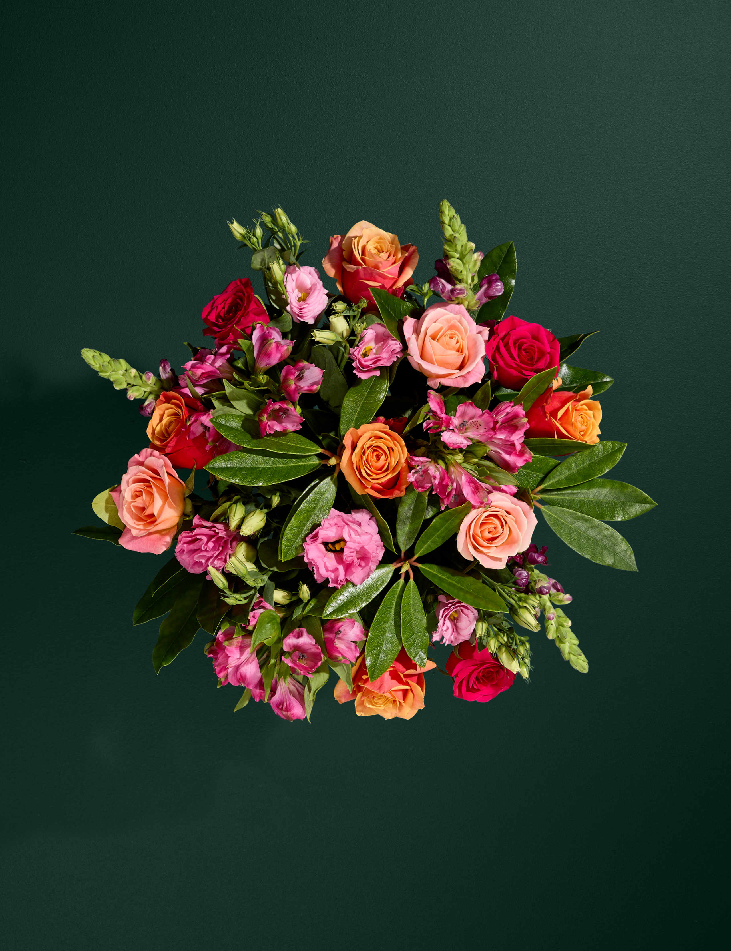 Roses, Lisianthus & Antirrhinum Bouquet with Chocolates & Prosecco