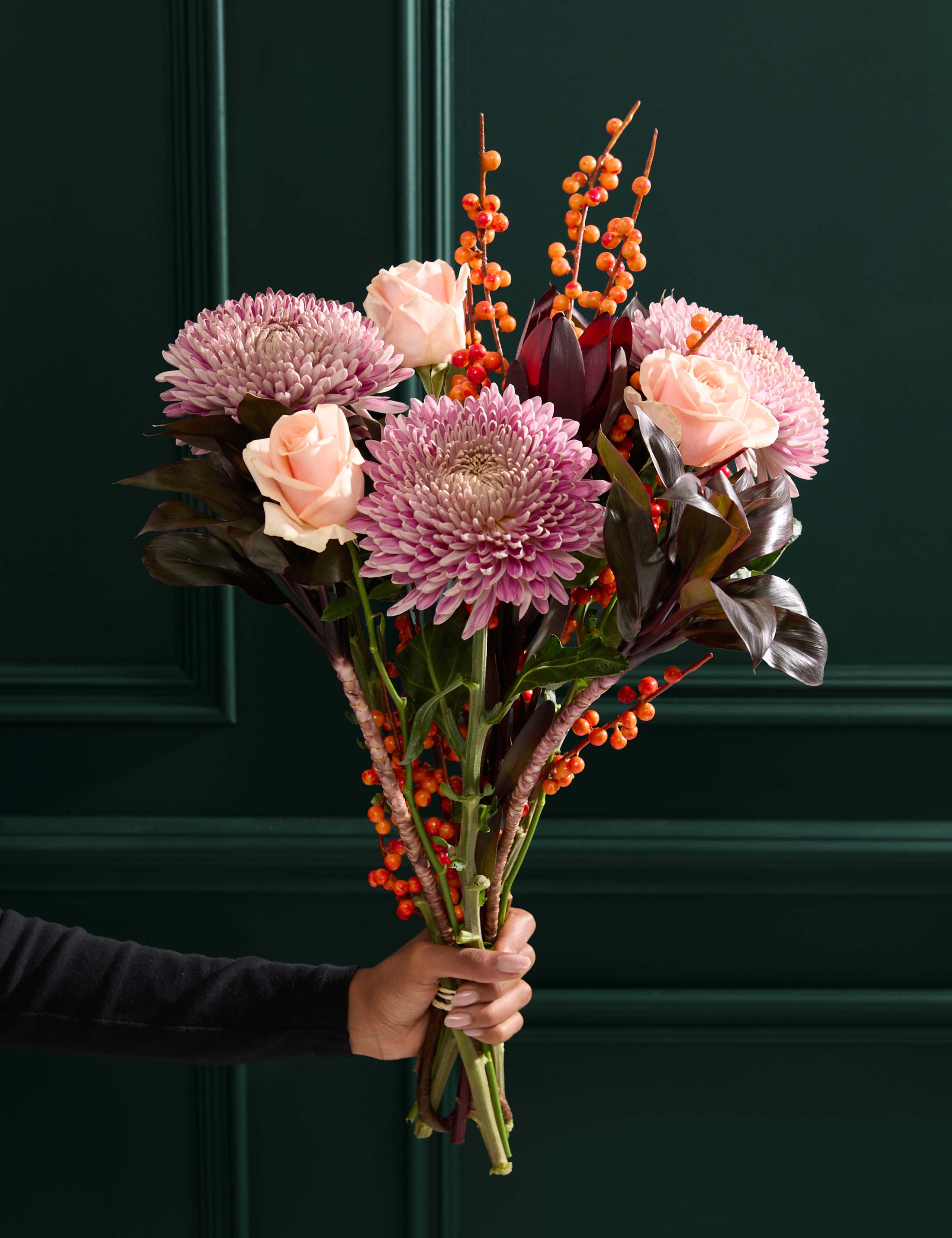 Purple Bloom & Ilex Bouquet
