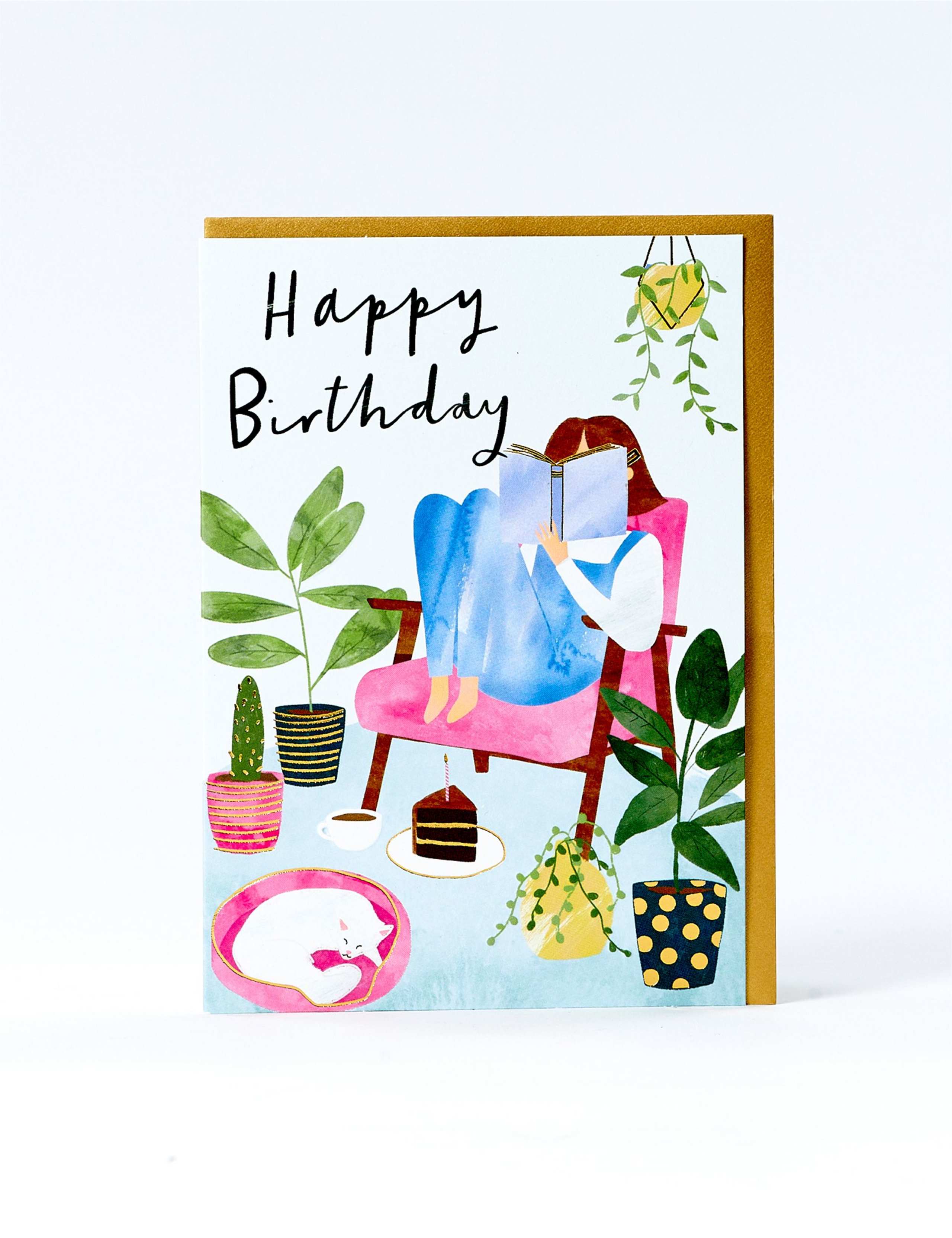 Reading Chair Contemporary Birthday Card