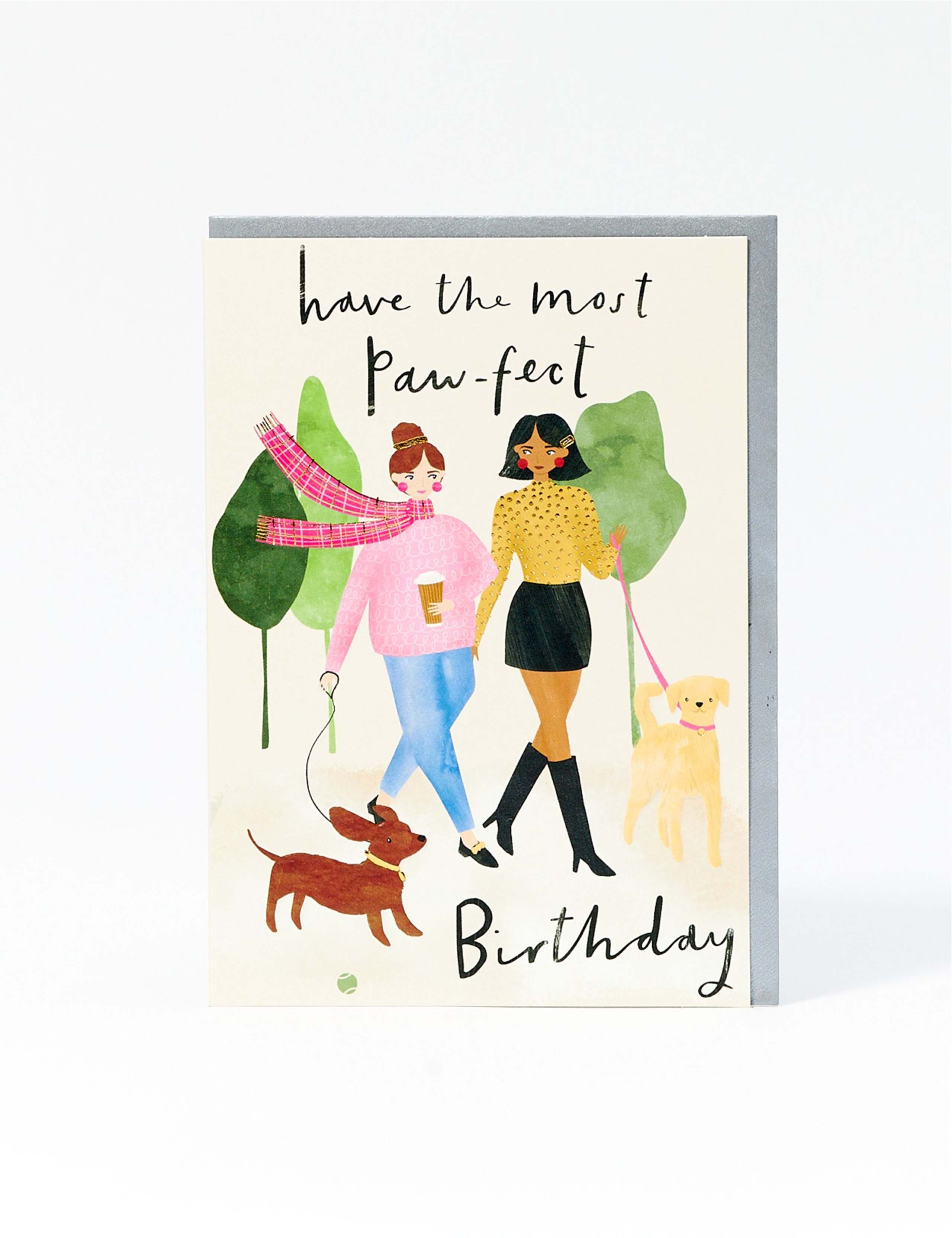 Paw-fect Dog Walk Contemporary Birthday Card