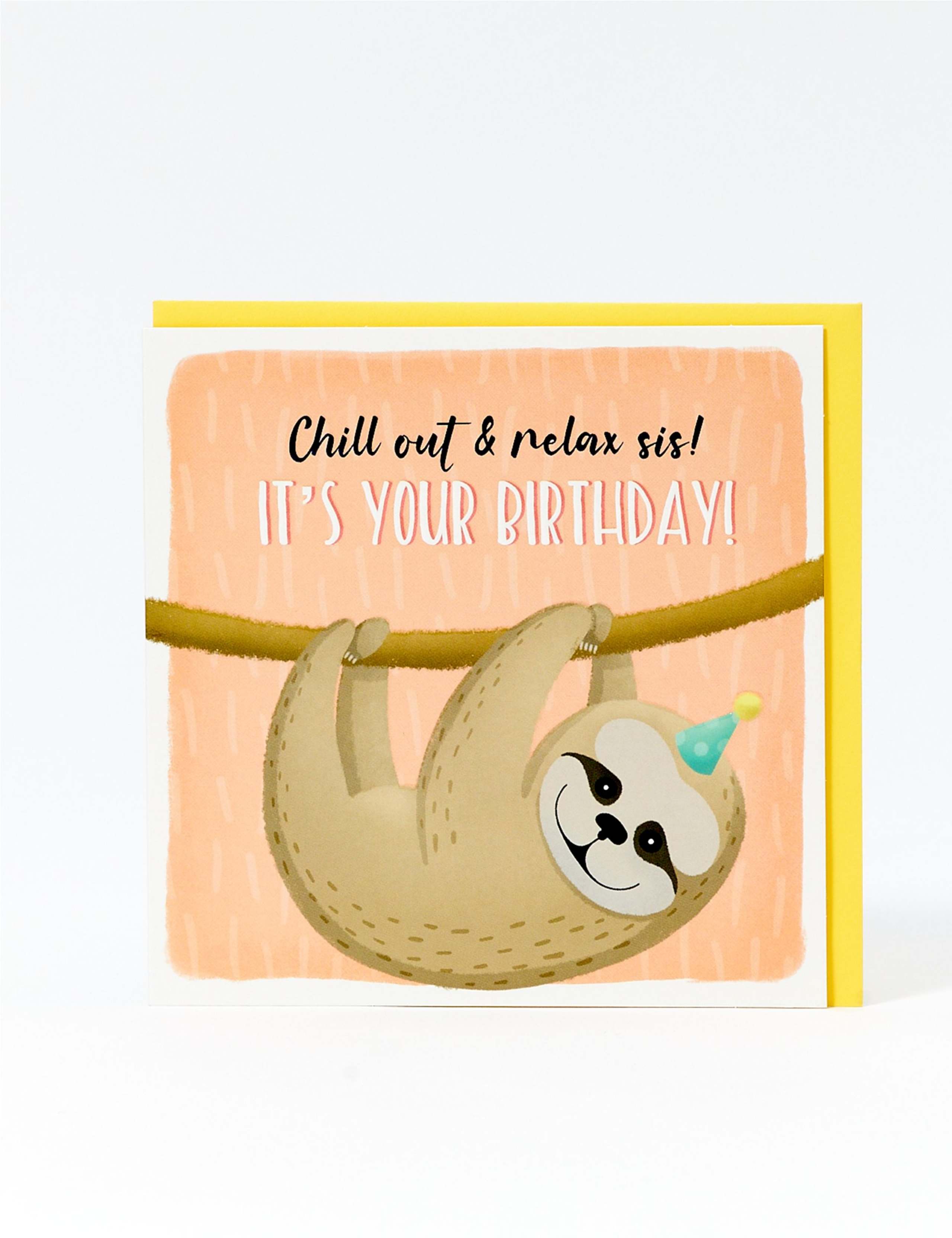 Chill Out Sloth Birthday Card For Sister