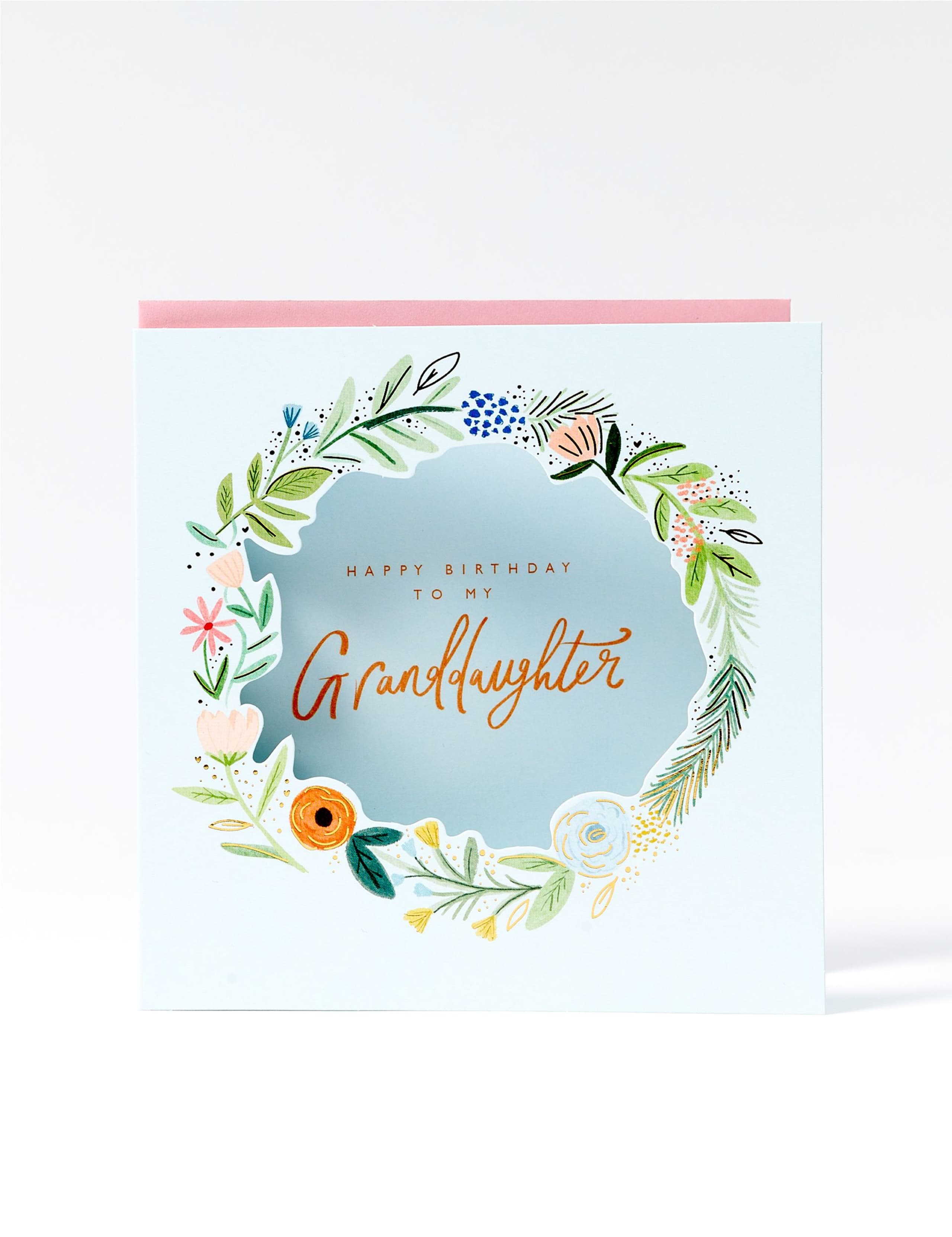 Granddaughter Floral Wreath Birthday Card