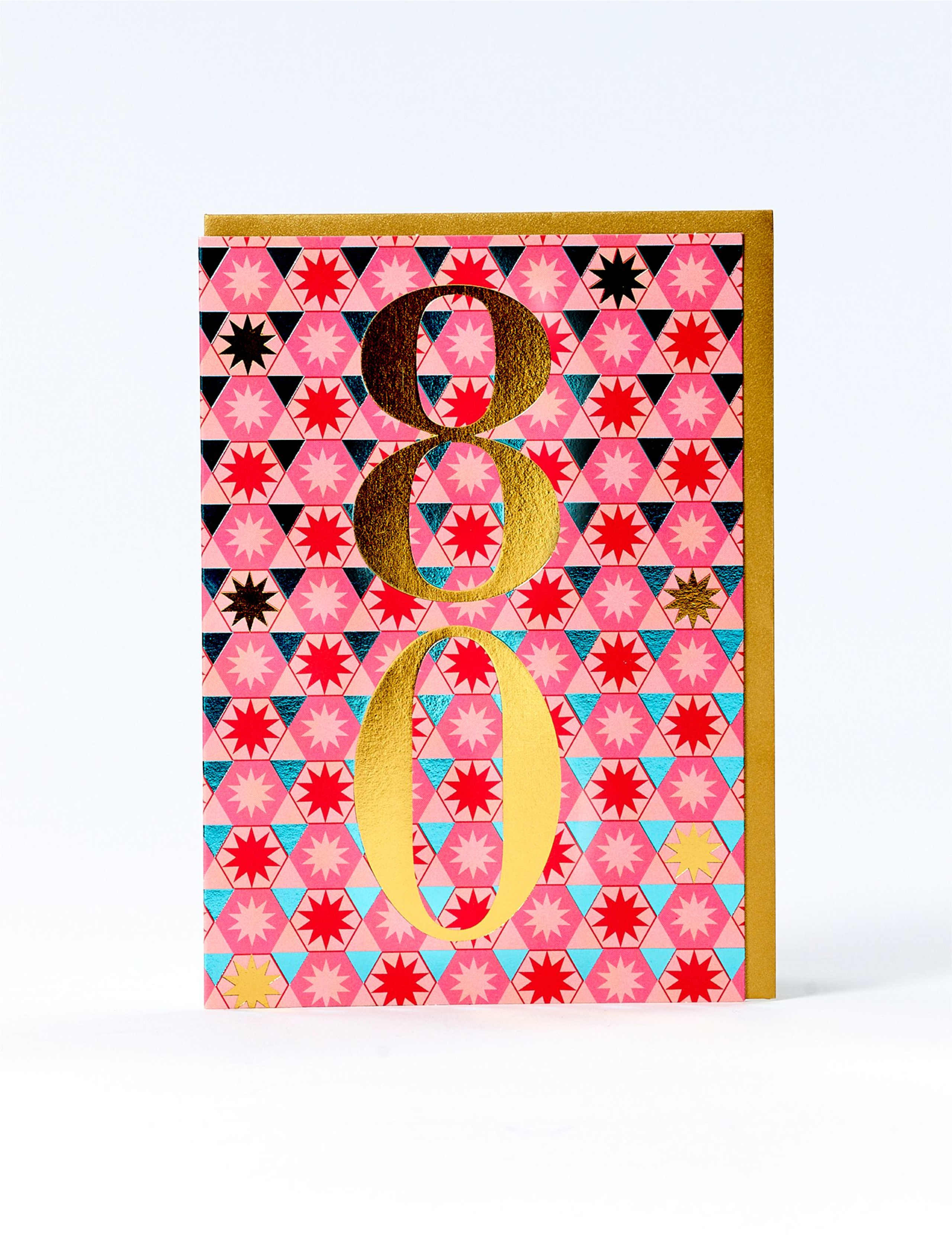 Geometric 80th Birthday Card