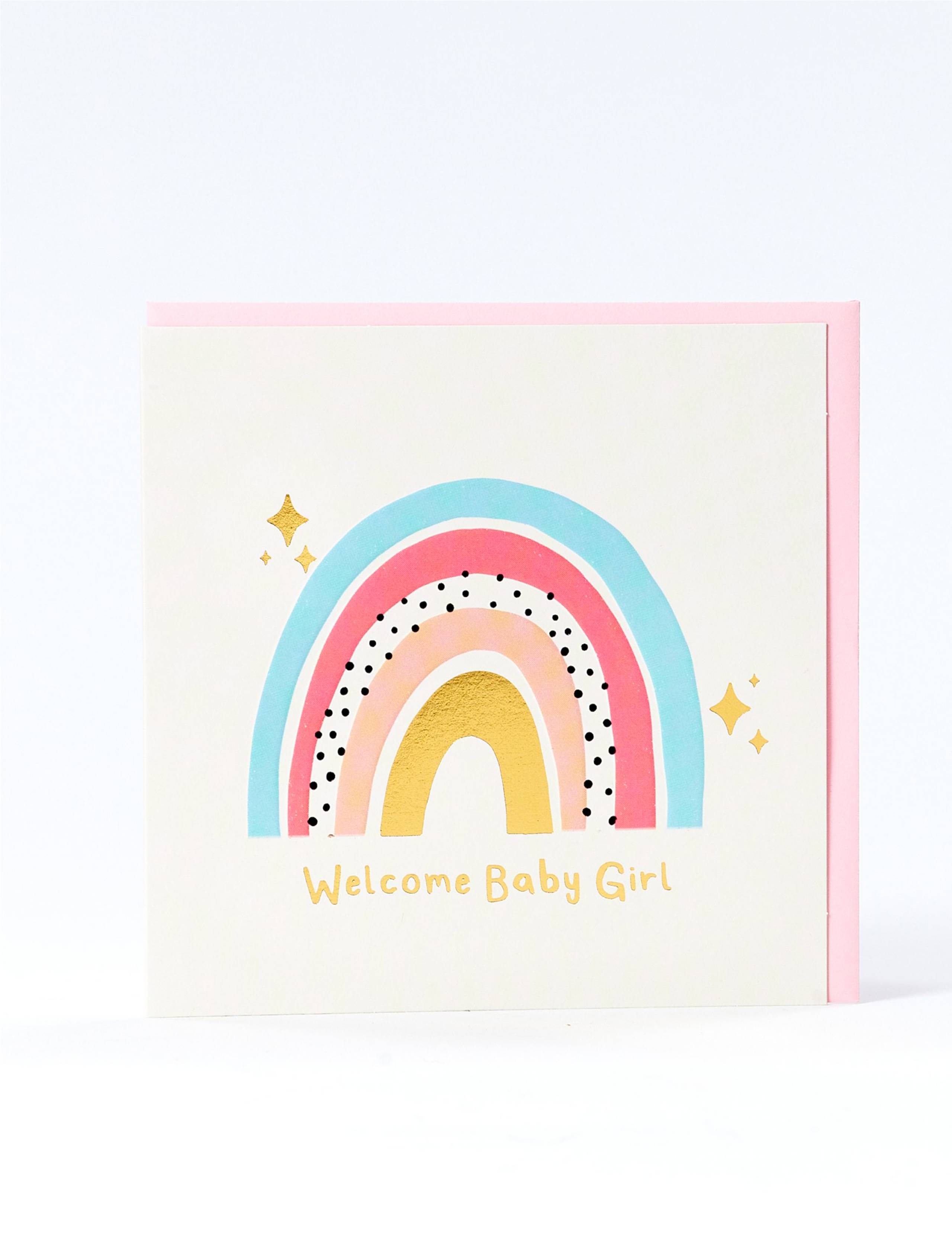 Rainbow New Baby Card For Girl