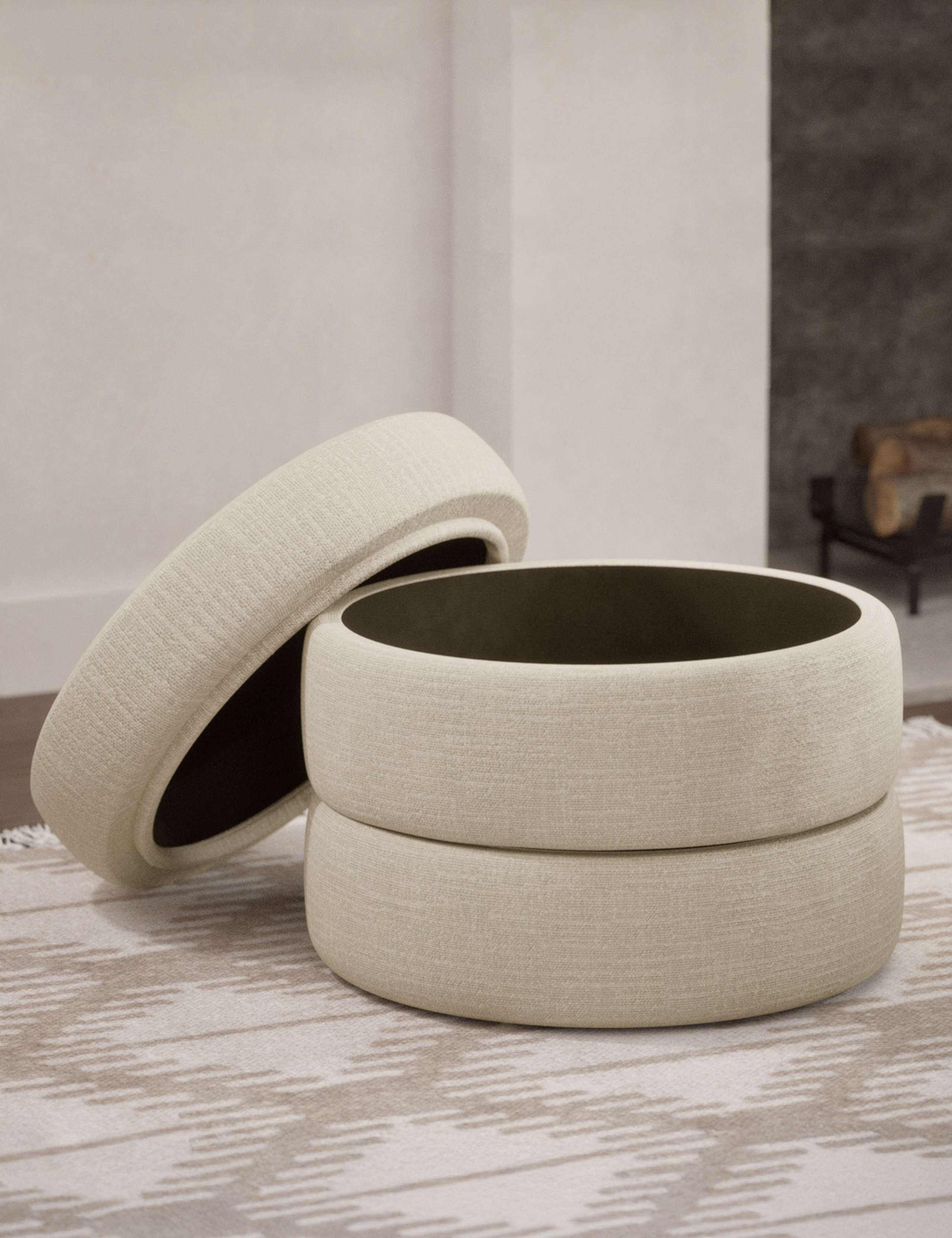 Fluted Storage Footstool 1 of 5