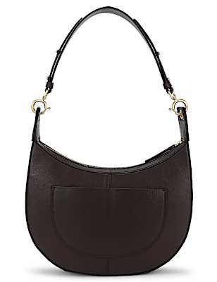 Pure Leather Plain Hobo Bag